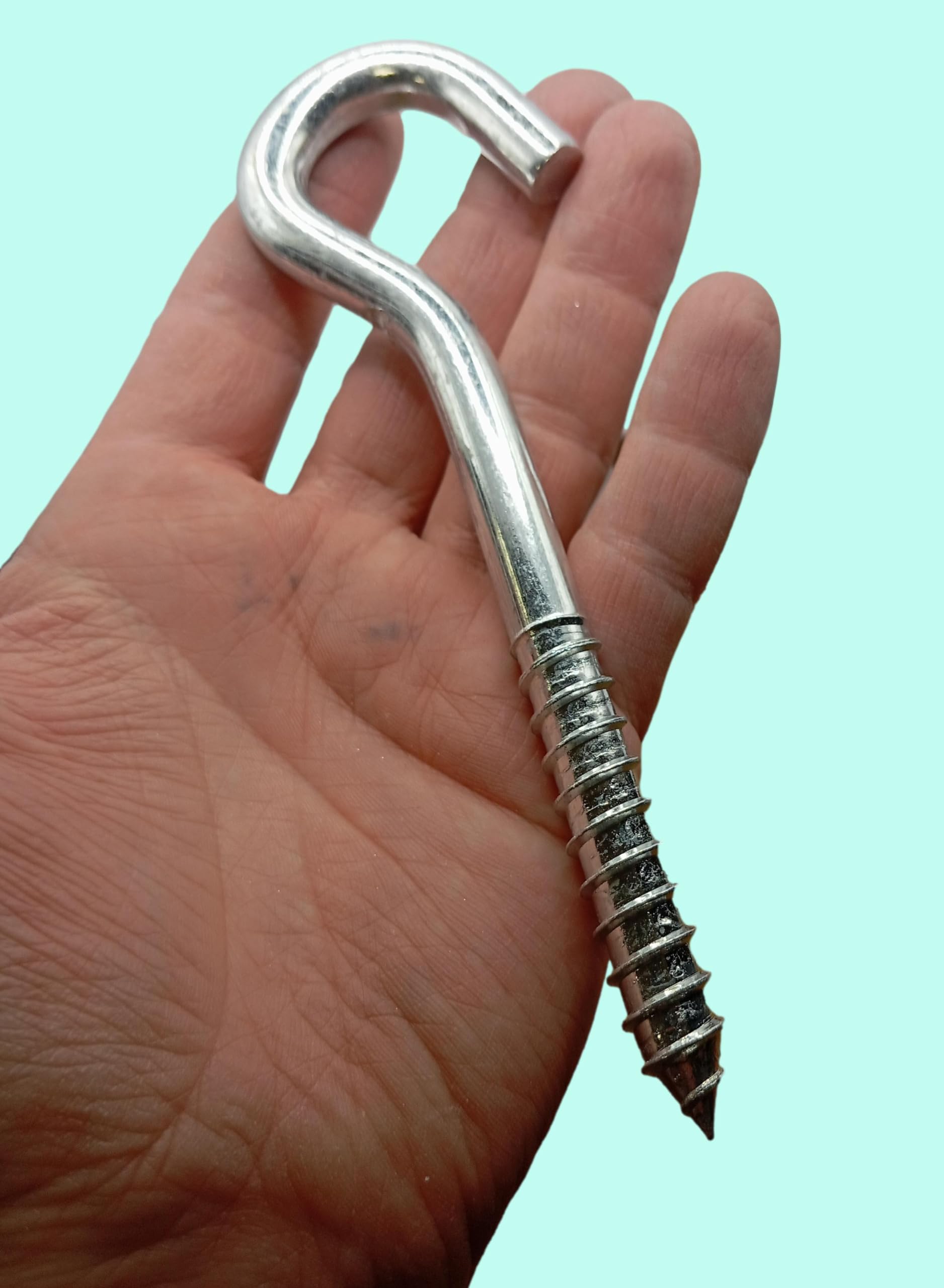 LLB Screw Hooks Pack of 3pcs 6 inch Heavy Duty Screw-in Big Large Screw in Hooks Plain Ceiling Cup Eye The Largest Size: 12mm x 150mm - Image 4