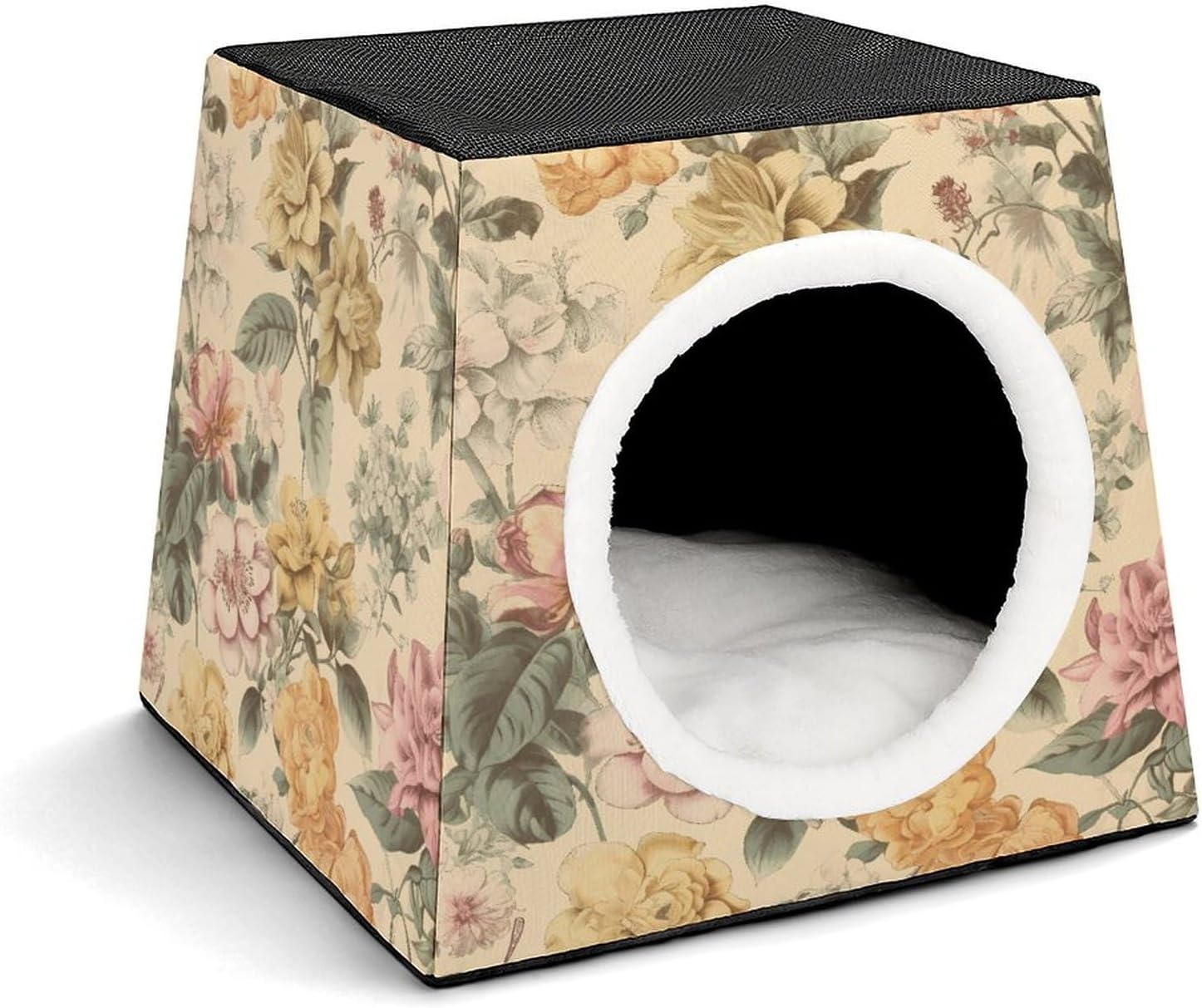 Pet Sleeping Nest Bed, Blooming Flowers Printed Dog House Cat Nest, Winter Pet House are Suitable for Most Cats, Dogs, and Other Small Pets
