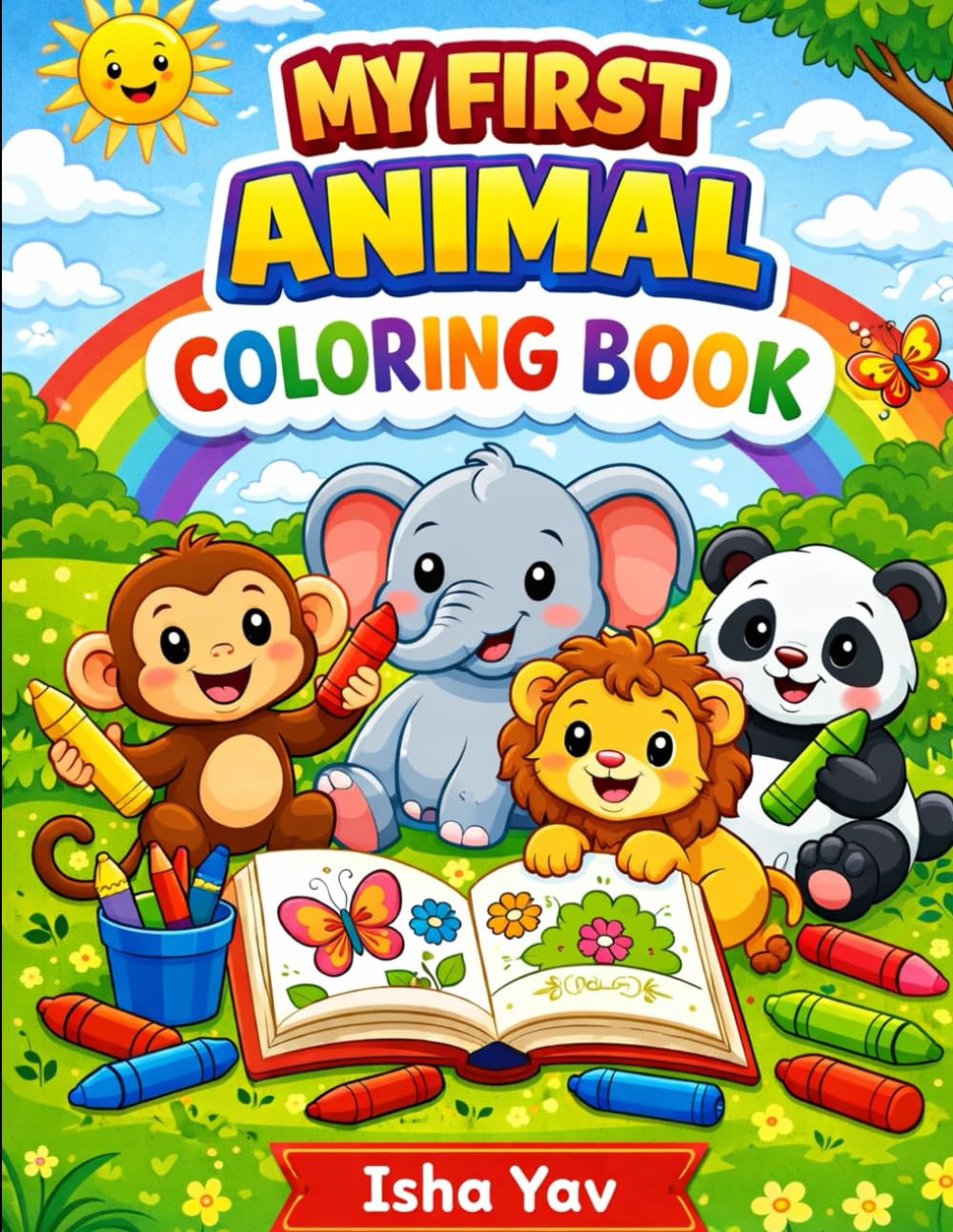 cute animals coloring book for kids: fun easy animals coloring pages for toddlers and preschoolers ages 3 to 6 big simple designs to boost creativity and motor skills