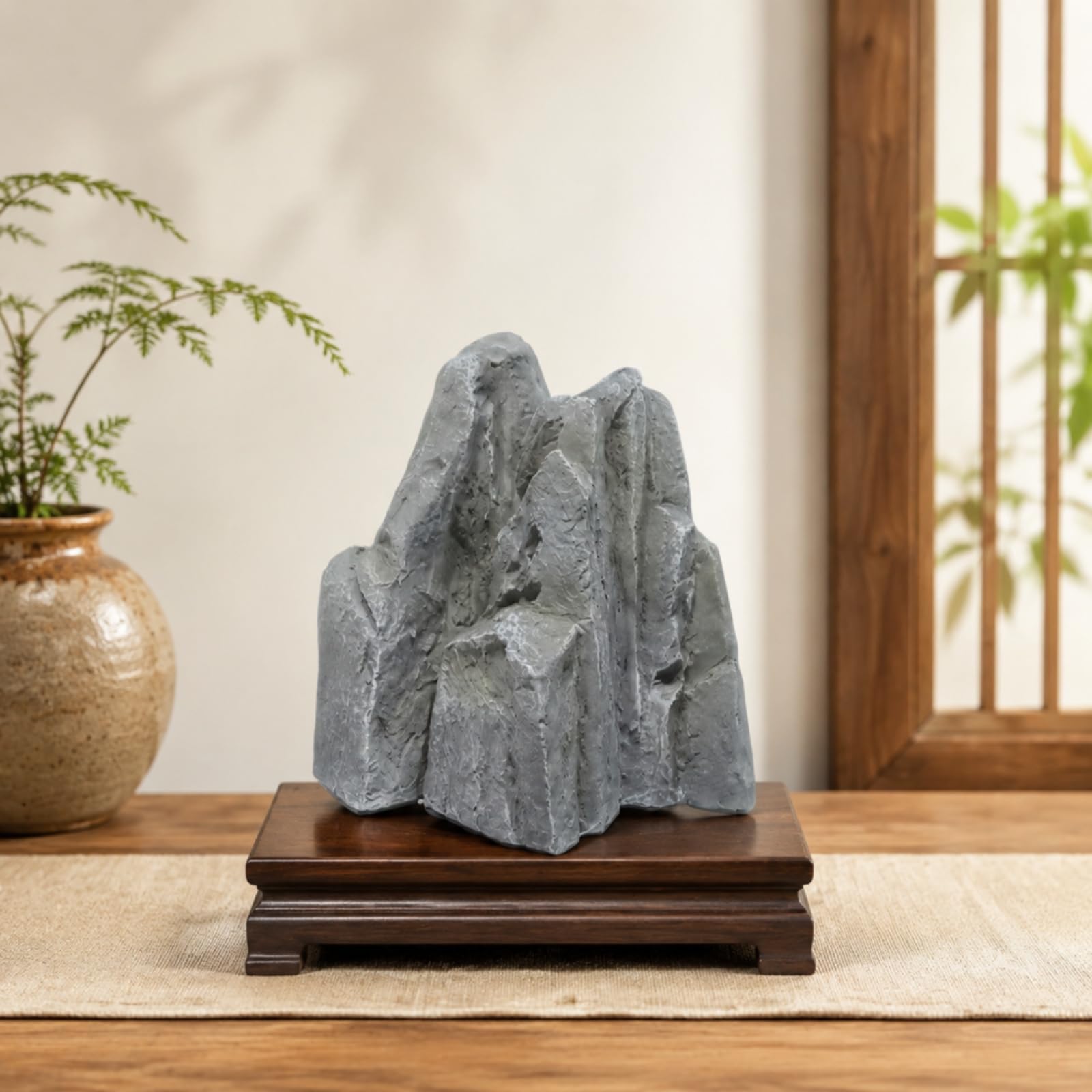 Felsen-Skulptur Wetterfest Kunstfelsen Realistisch -Stein für Gartenliebhaber, Innenhof, Wohnzimmer, 8886 Simulation Stein C-Modell Stein, Größe 30-28-45 cm