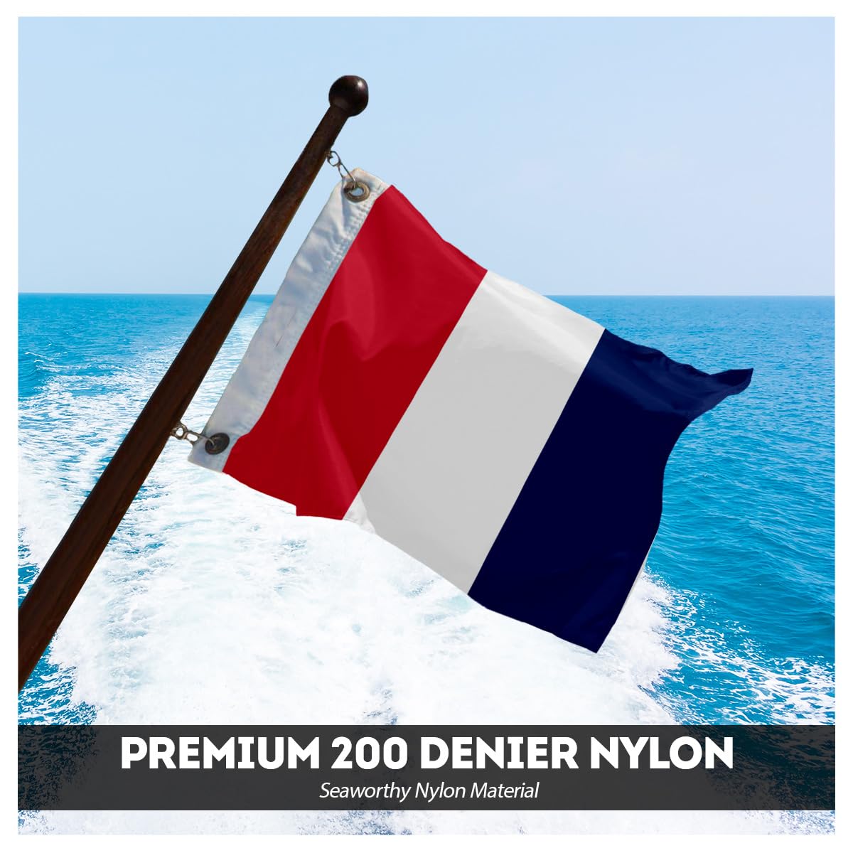 AGAS Tango Code T Marine Signal 3x3 Ft Flag - Printed 200D Nylon - Canvas Header - Brass Grommets - Colorfast & Stitched Edges - Nautical Boat Flag - Naval Code Signal Flag.