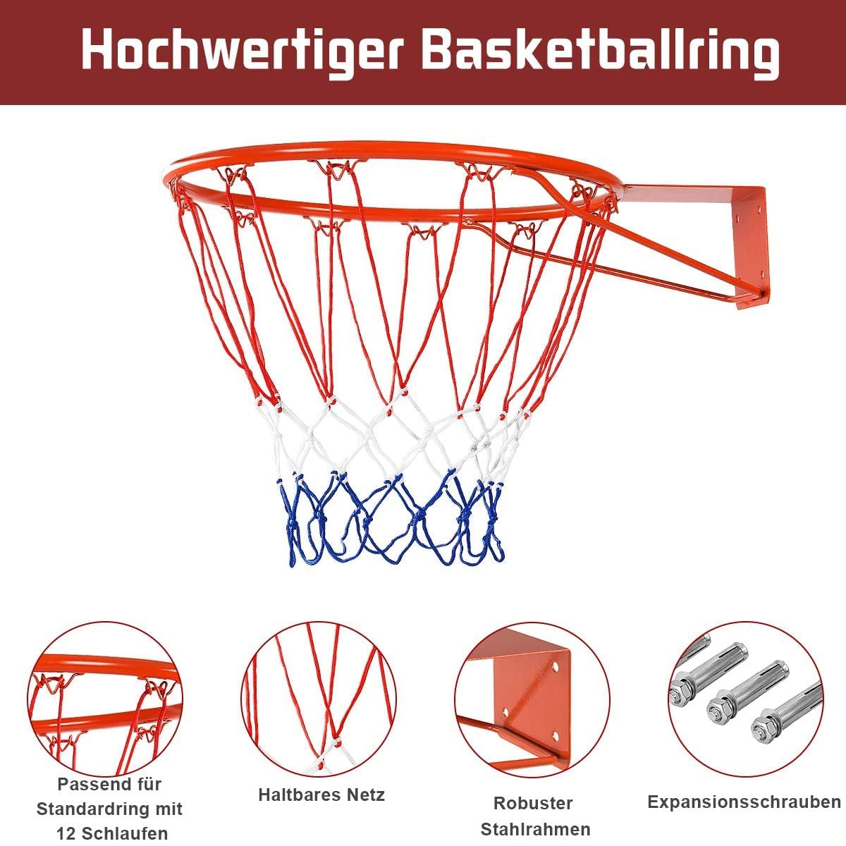 COSTWAY 45cm Basketballkorb Standard, Mini Basketball Korb für