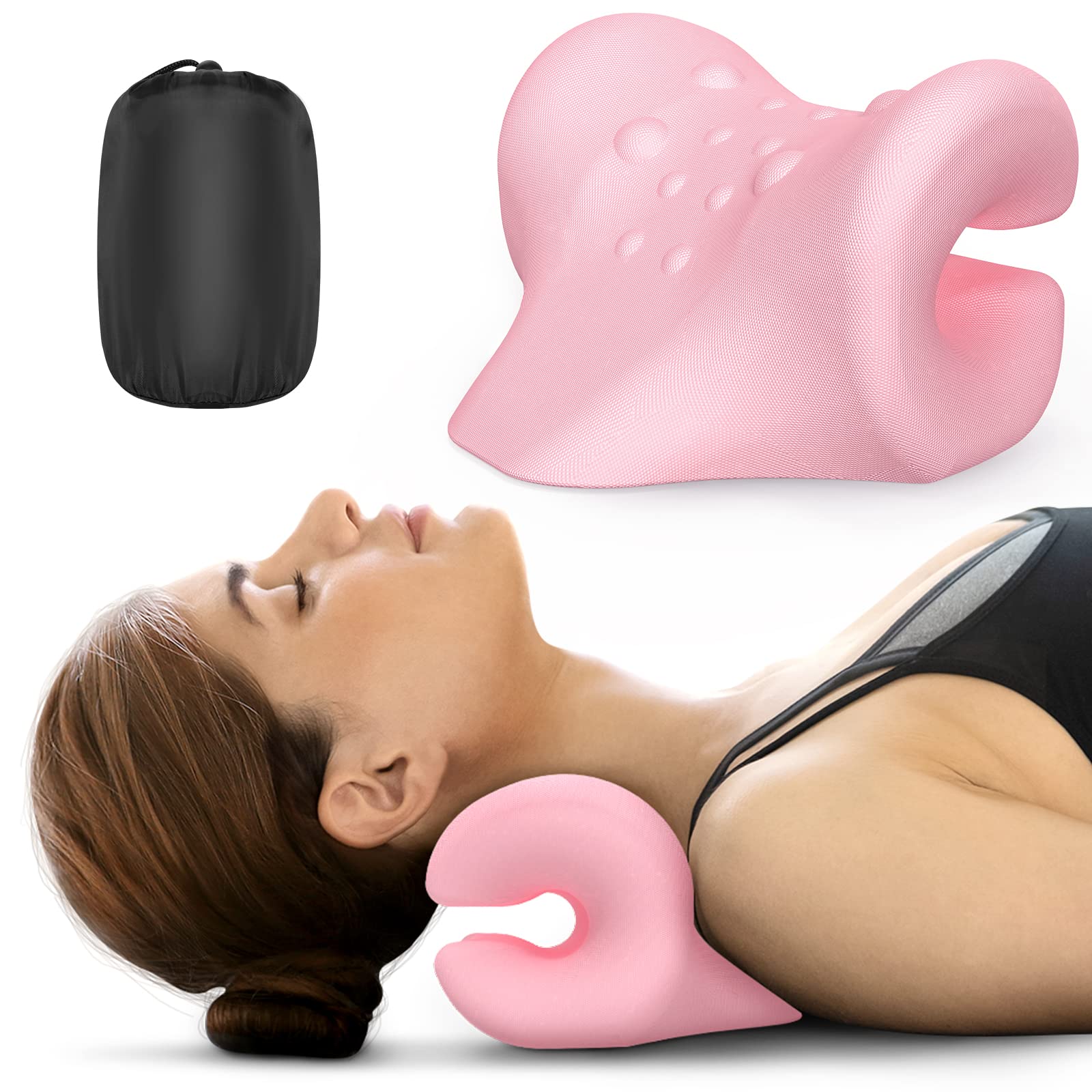 Odorless Neck Stretcher for Neck Pain Relief 2 Modes, Neck Cervical Traction Device Pillow for Spine Alignment, Chiropractic Neck and Shoulder Relaxer for TMJ Headache Muscle Tension