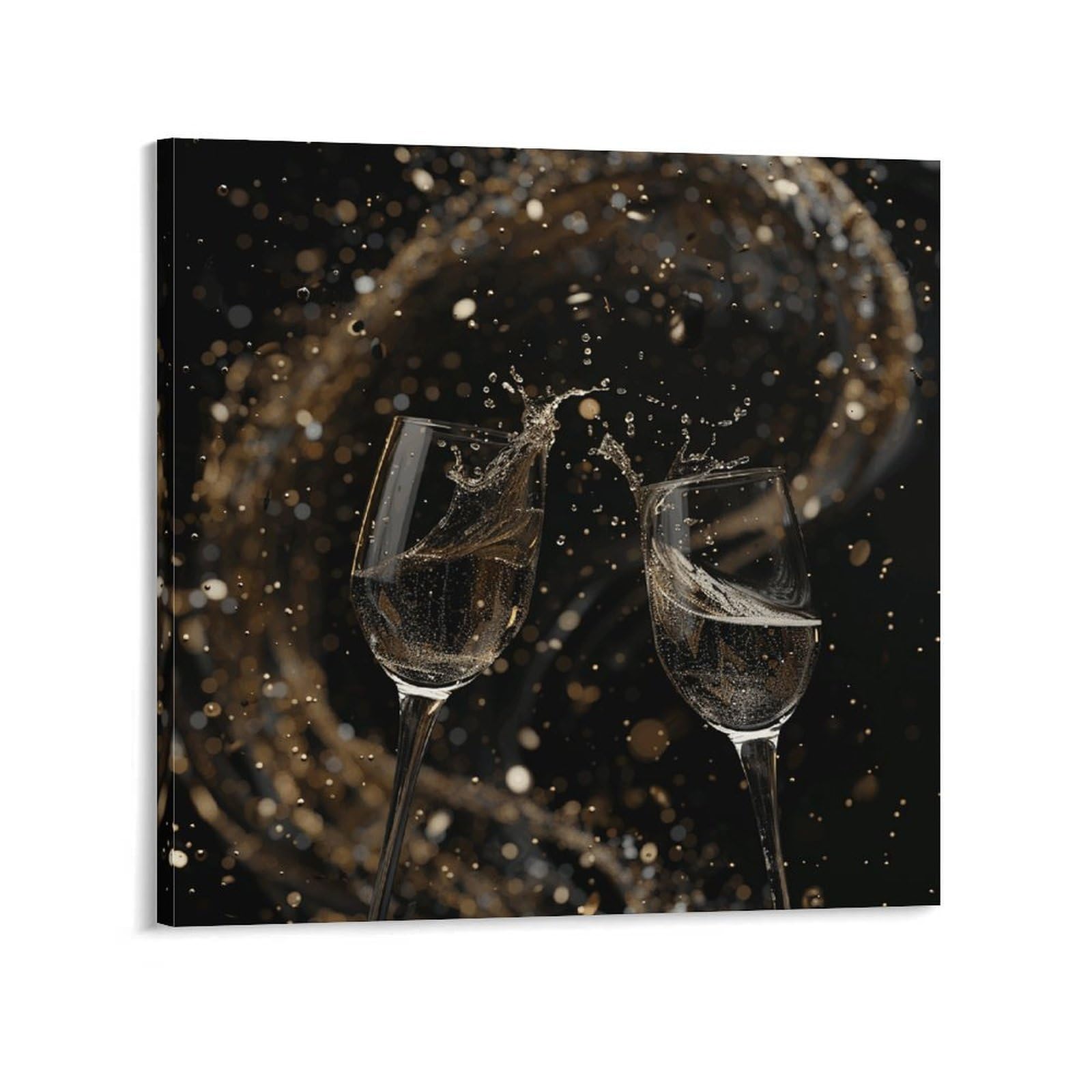 Two Glasses of Champagne Canvas Wall Art for Bedroom 20x20inch(50x50cm) Canvas Prints Artwork for Walls Modern Picture Artwork Painting for Living Room Aesthetic Wall Paintings for Bathroom Kitchen Of