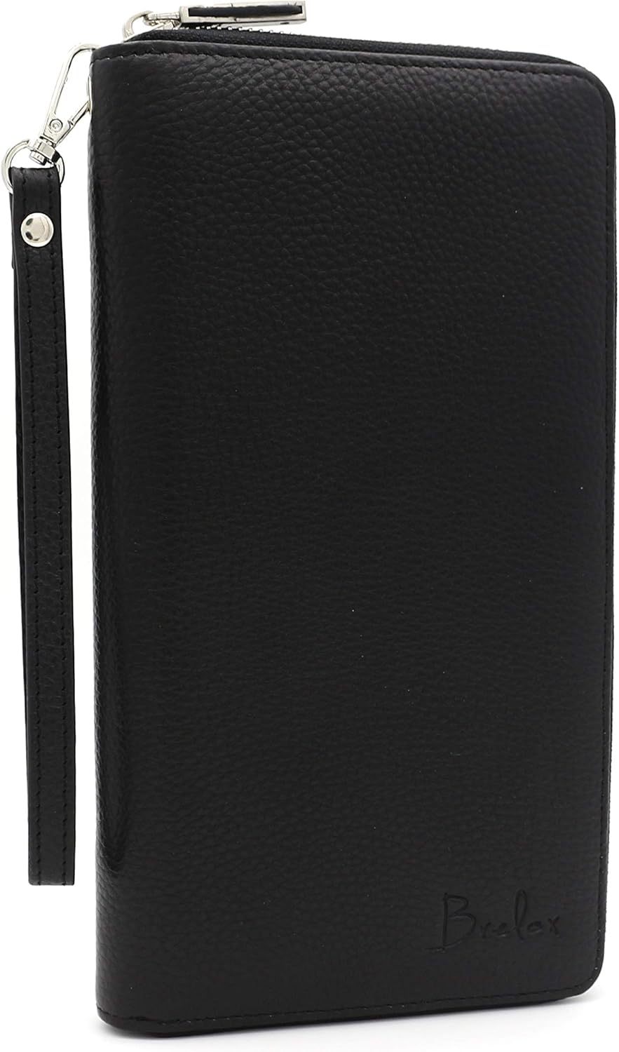 Brelox Travel Wallet Family Passport Holder - RFID Document Organizer for 4 5 6 passports - Genuine Leather - Black