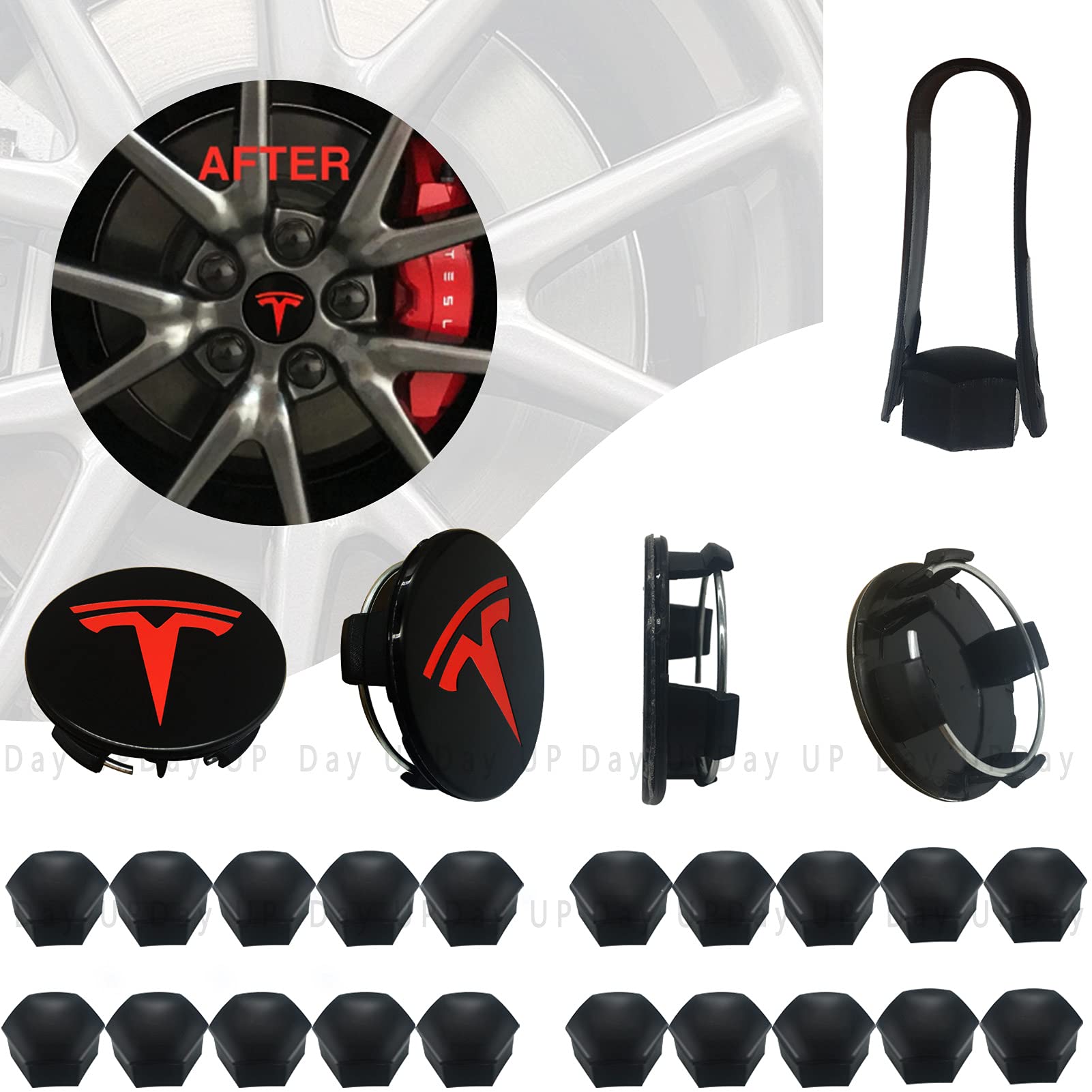 Buy round Tesla Model 3, S&X Wheel Center Hub Caps Kit,Car Center Cap