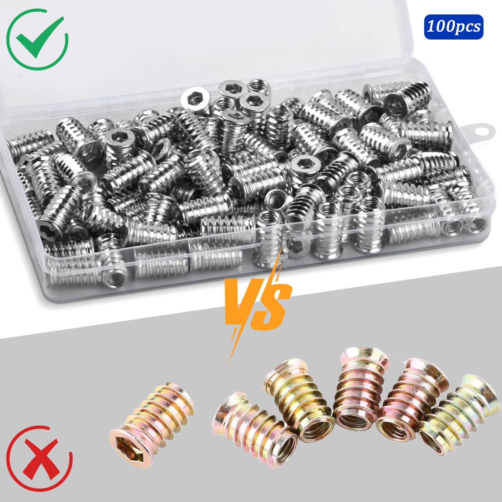 64 Inserts Filetés M6x20 Mm – Douille Hexagonale Pour Meubles, écrou D’entraînement
