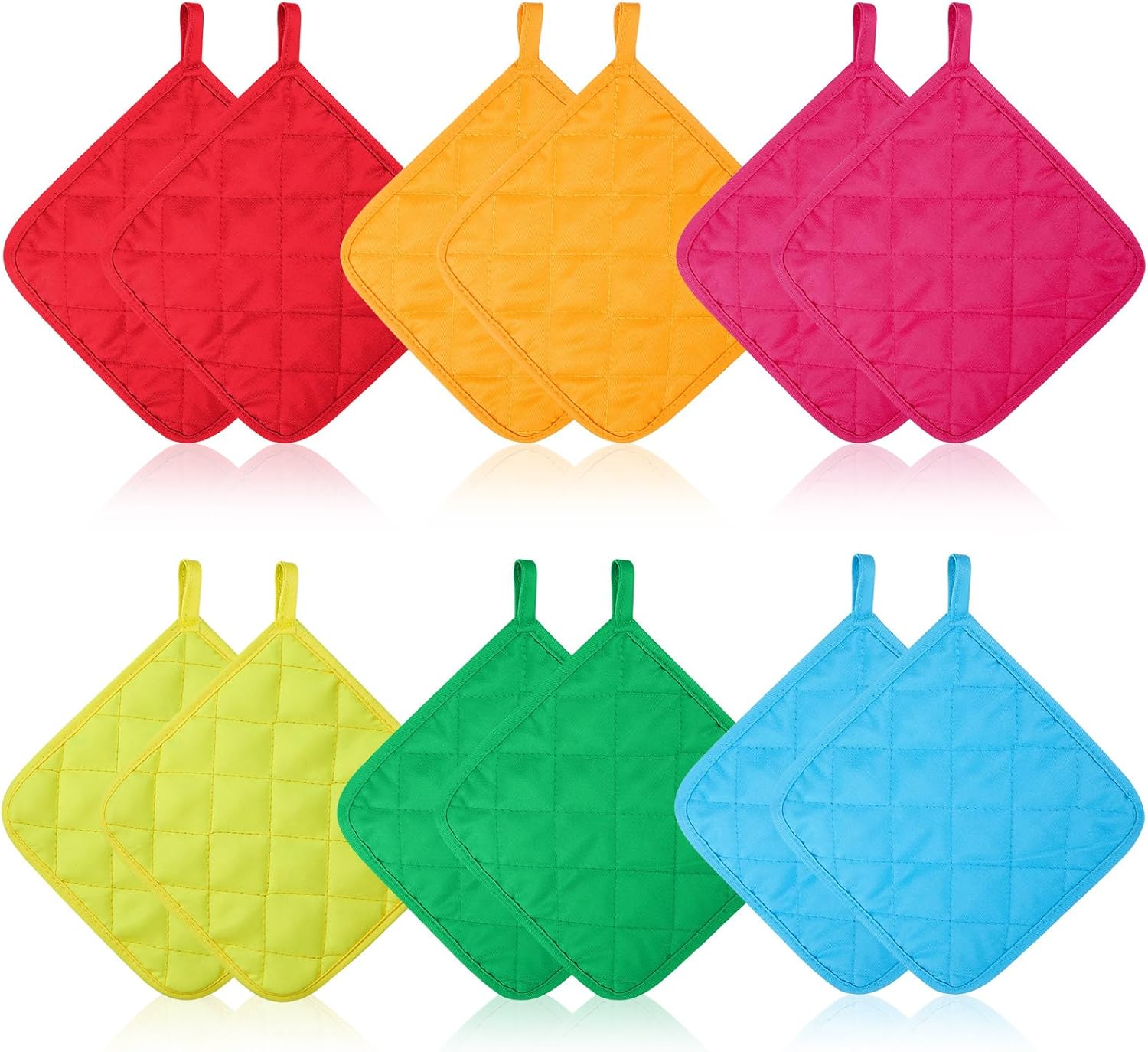 Bokon 48 Pcs Pot Holders for Kitchen, Multicolor Potholders Sets, Heat Resistant Cotton Hot Pad Oven Mitts Trivet with Hanging Loops for Baking Cooking