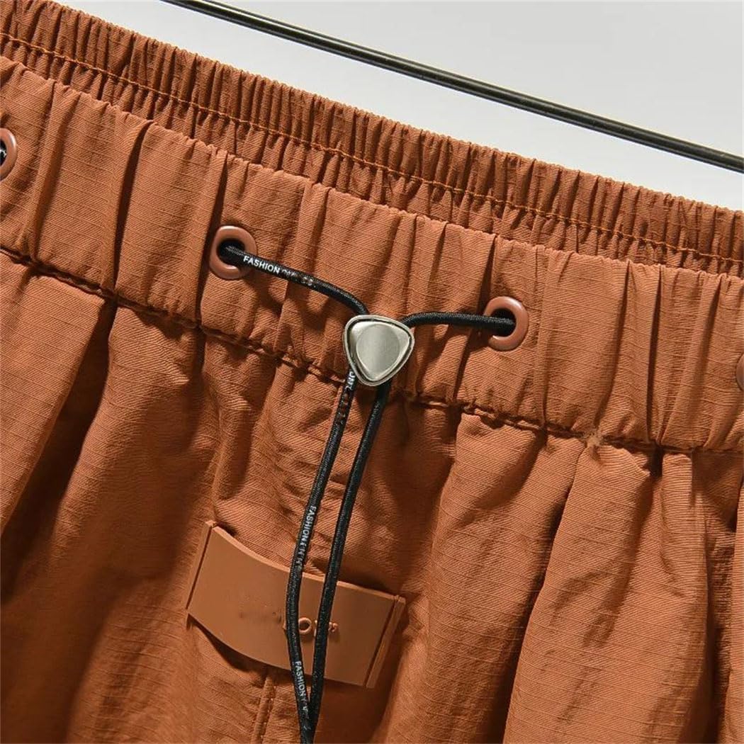 Men's Cargo Shorts Summer Casual Outdoor Multi-Pocket Loose Elastic Waist Cotton Shorts for Hiking Travel