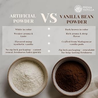 Prema Vanilla Certified Organic Madagascar Vanilla Powder, No Sugar, 14g