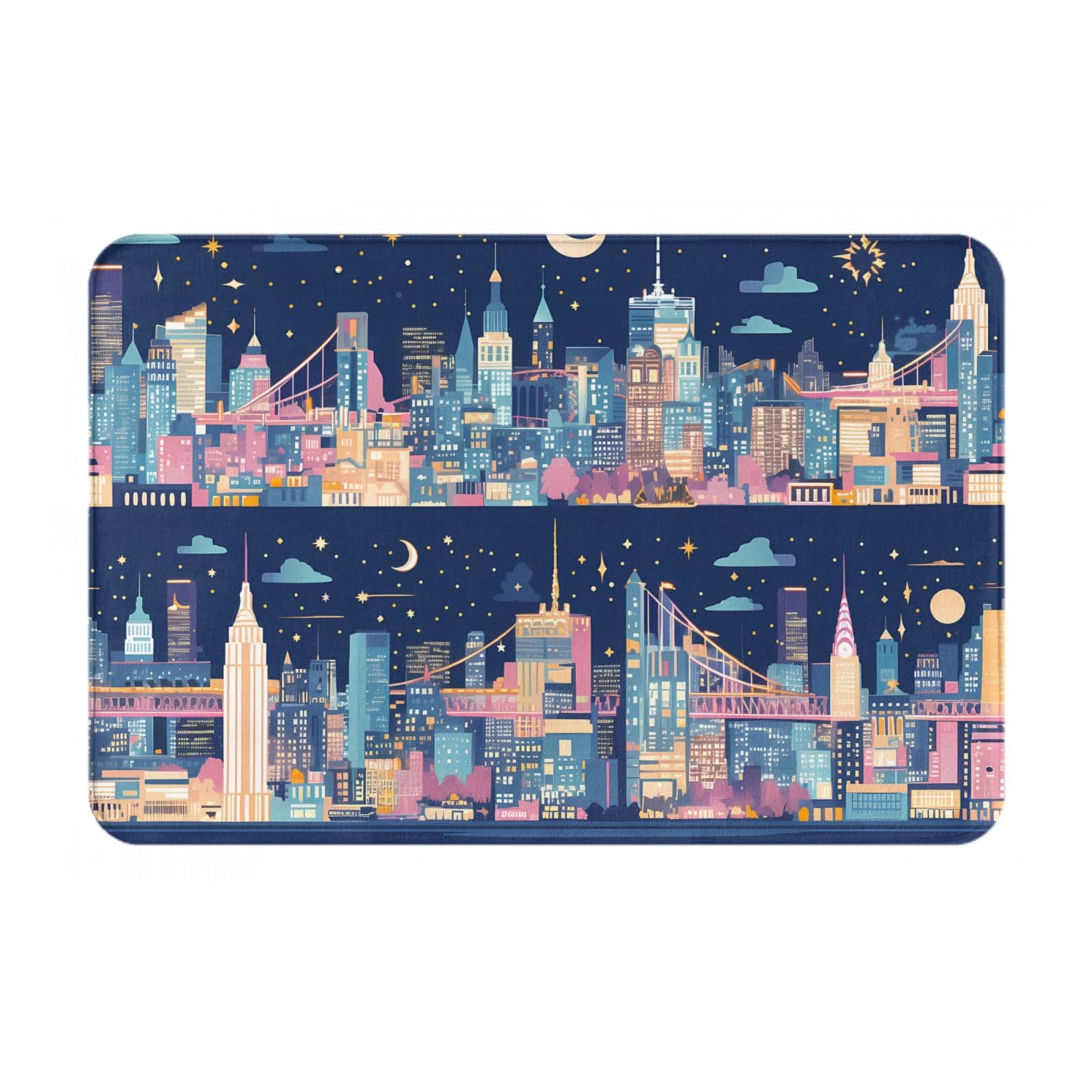 Tapis de sol antidérapant flanelle New York lavable pour entrée cuisine et bain