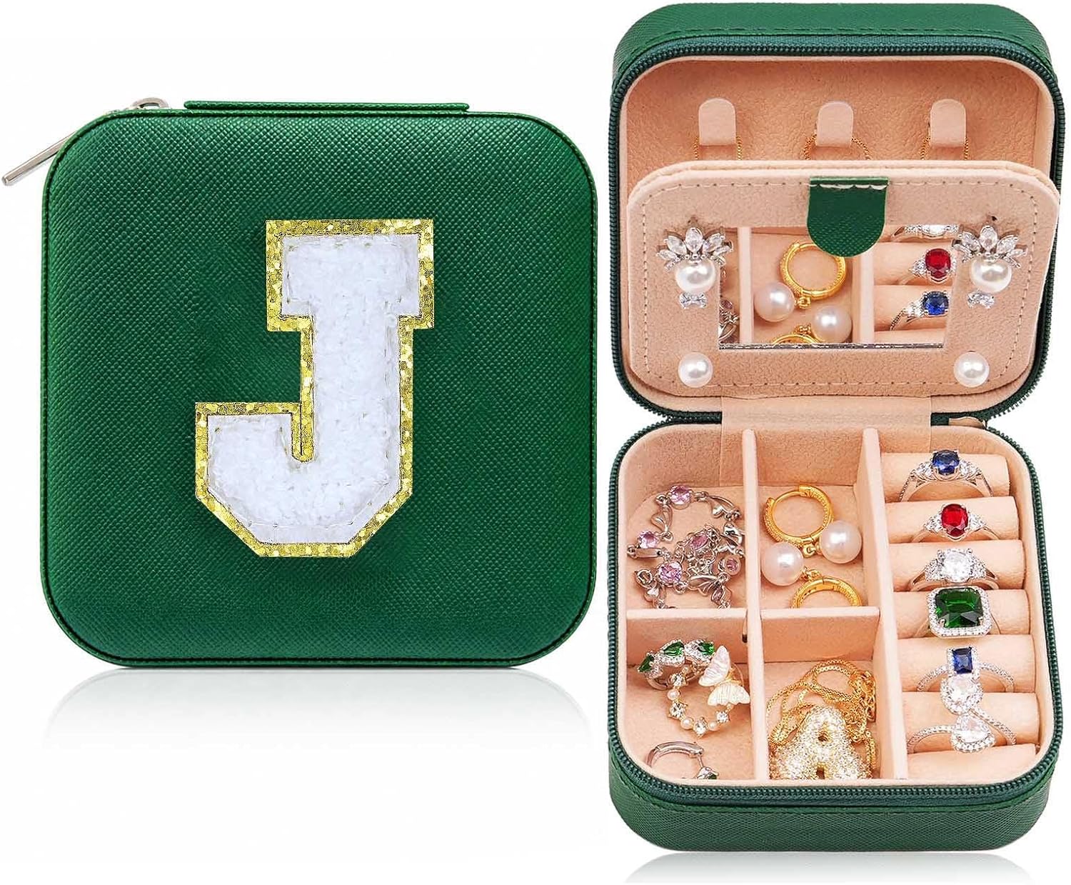 Jewelry Travel Case Organizer Mini Box Personalized Gifts for Women Green J