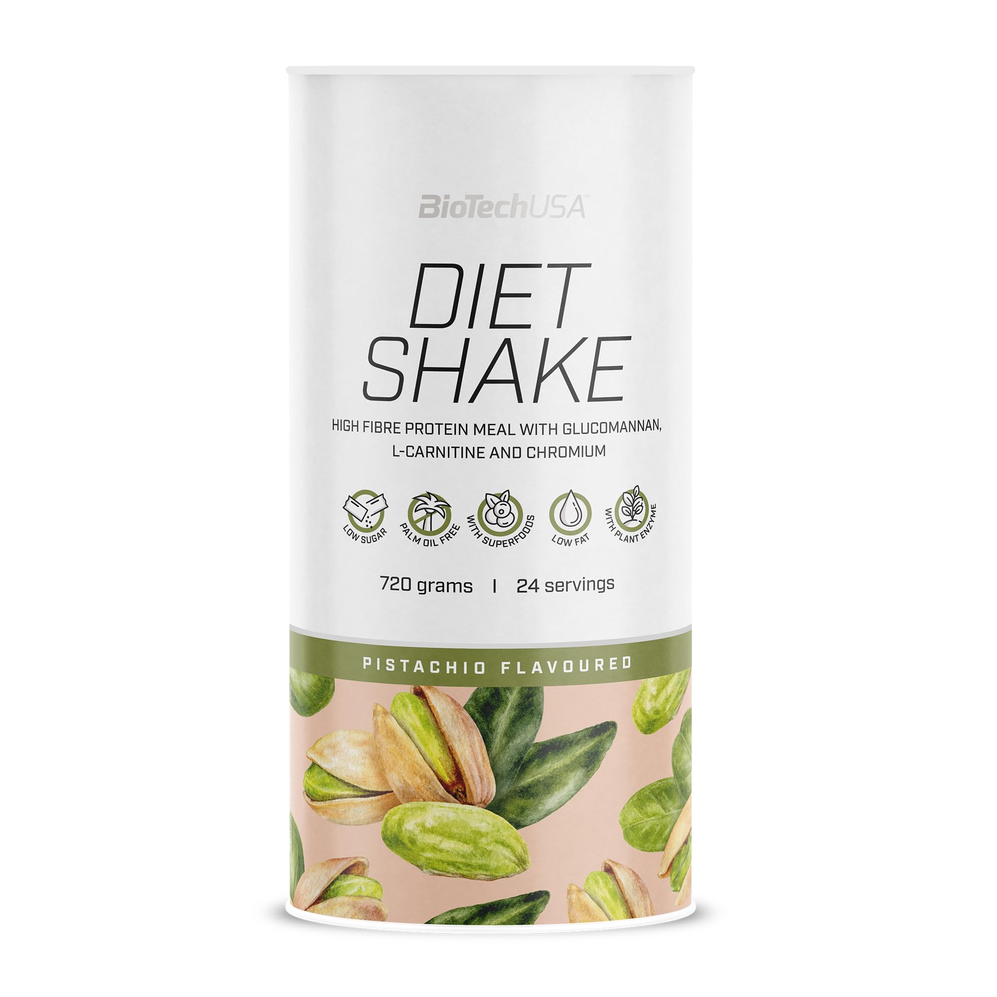 BioTechUSA Diet Shake | Alto contenuto di proteine, basso contenuto di grassi | Con superalimenti, cromo, glucomannano, L-carnitina | Basso contenuto di zucchero, 0,72 kg, pistacchio_ | Ricco di proteine e fibre | in una dieta ipocalorica | Basso contenut