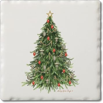 Thirstystone O Christmas Tree 4 Pack Tumbled Tile Stone Coasters