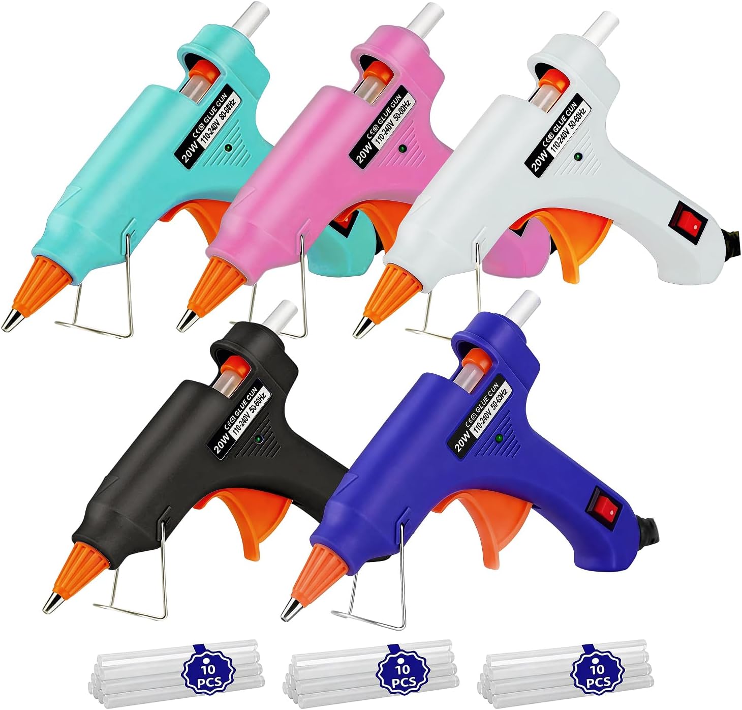 Hot Glue Gun Kit: Mini Hot Glue Gun and Sticks Set with 30 Sticks Melt Glue Guns Craft for School DIY Arts Home Quick Repairs 5 Pieces Mulitcolor