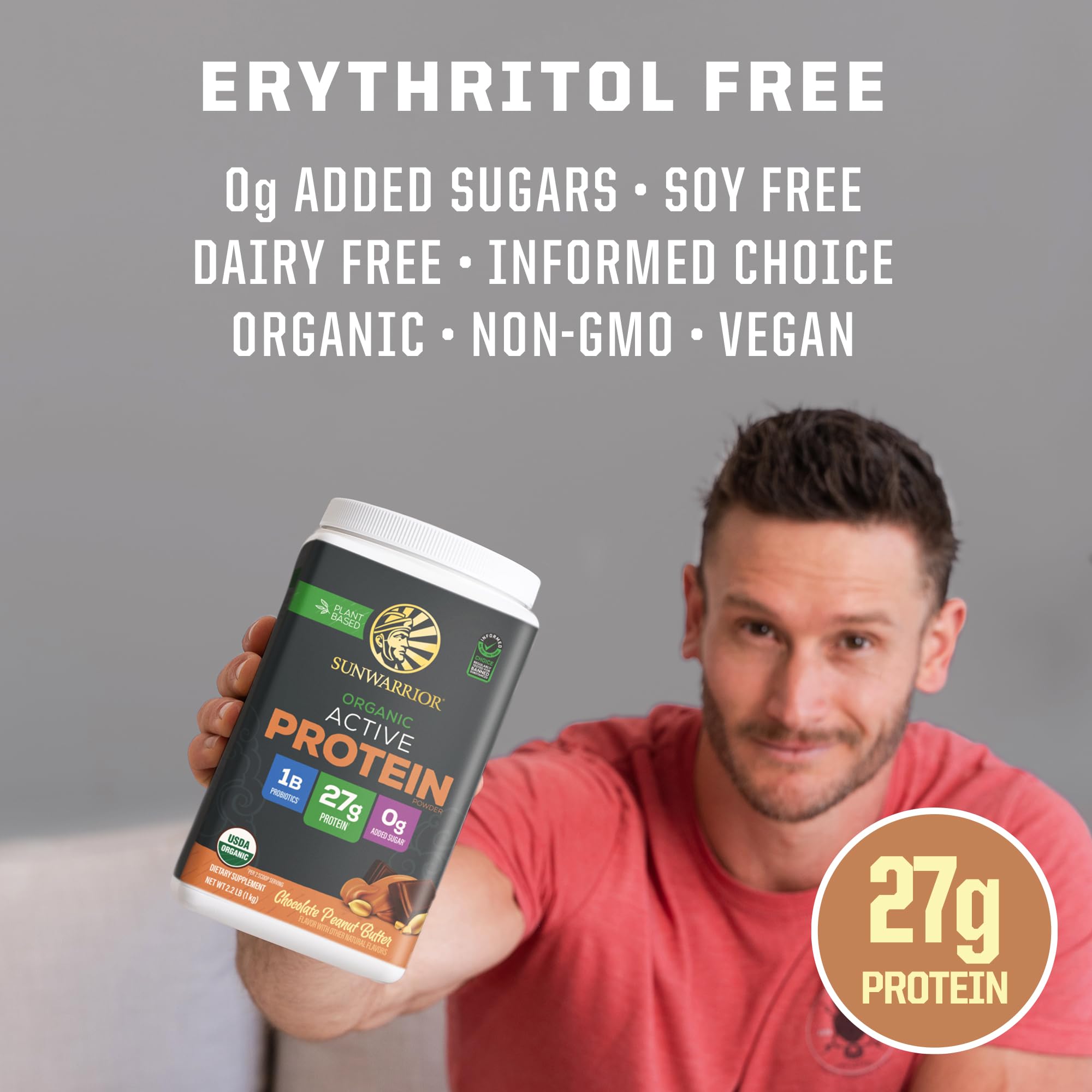 Sunwarrior Organic Plant Based Protein Powder | Vegan Organic Protein Powder with BCAAs Plus Recovery Minerals & Botanicals | Non-GMO Soy Dairy & Gluten Free (Chocolate Peanut Butter, 20 Servings)