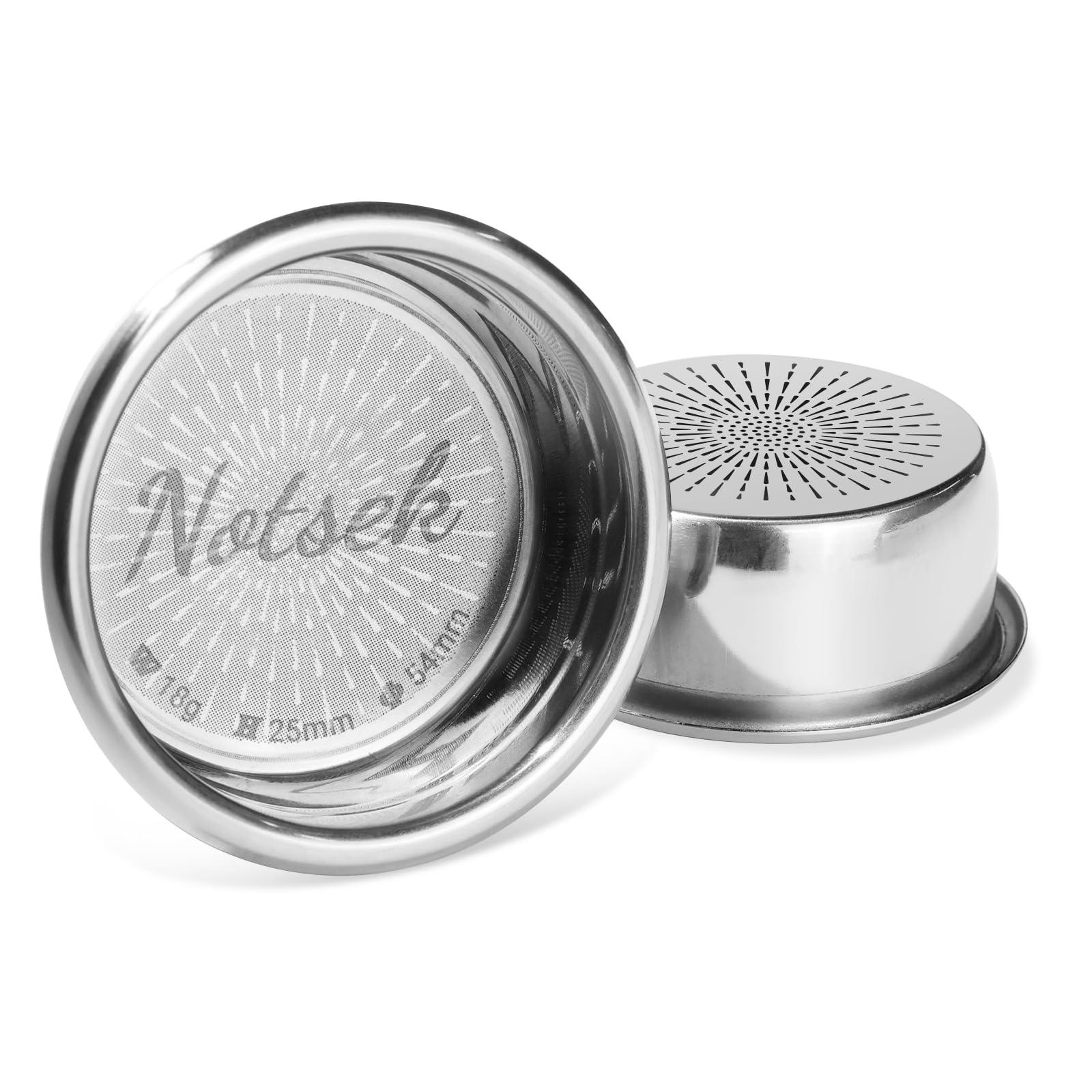 NOTSEK54 mm Präzisions Filterkorb, 18g Doppelter Espresso Siebträgerkorb, 304 Edelstahl Siebträger Sieb für 54 mm Siebträger (H25)