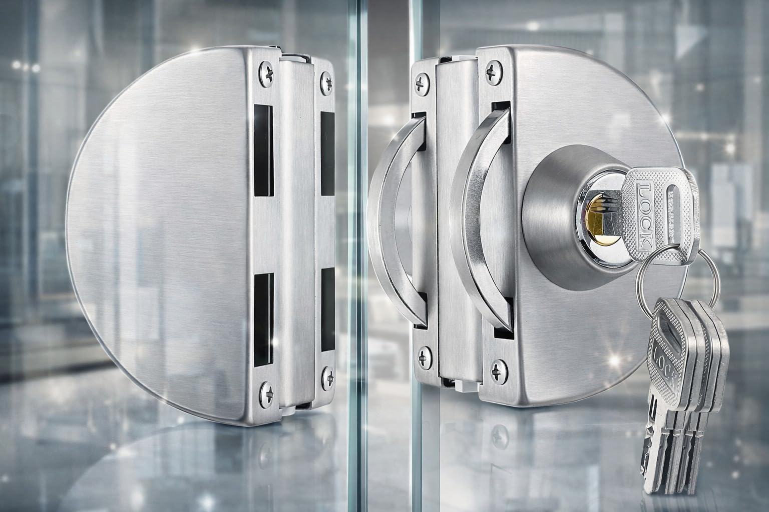 Master Glass Door Lock | One Side Key, One Side Knob | Stainless Steel - Silver | 5 Year Durability for Office, Shop & Home — Amazon image 4