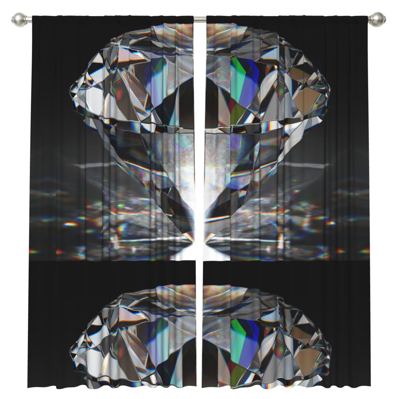 InOmak Beautiful Black Diamond Jewelry, 2 Panels Window Curtains 52 x 84 Inch Blackout Curtains for Living Room Bedroom