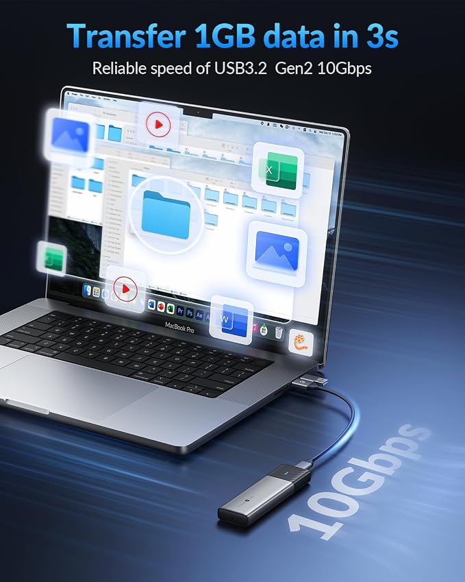 Caja externa NVME y SATA M.2 SETMSPACE sin herramientas miniatura 3