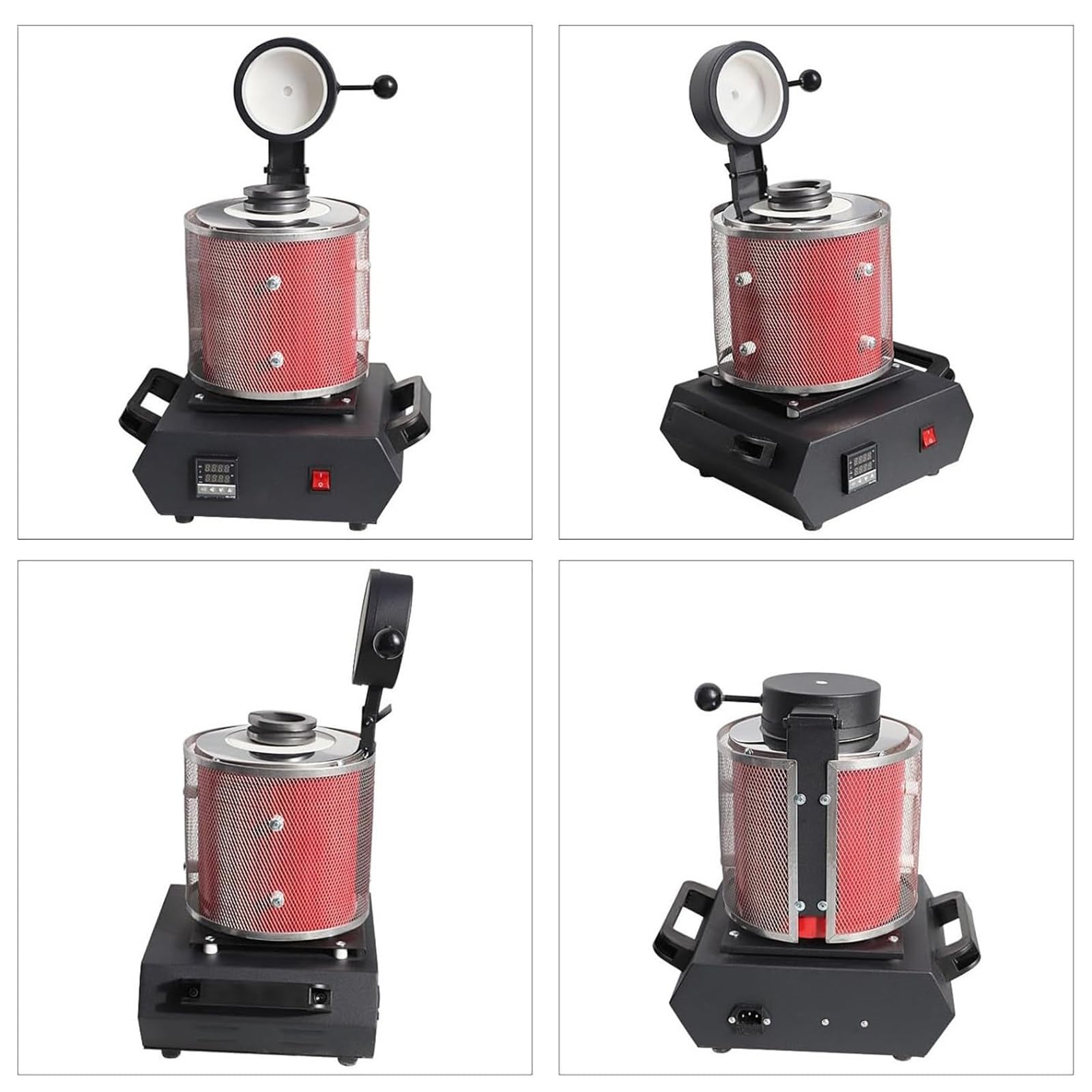 Forno per Fusione Dell'oro - capacità 1 kg/2 kg/3 kg, Kit per Forno Elettrico per Fonderia di Metalli da 1750W Fino a 1150℃, per Fusione di Rottami, Oro, Argento, Rame, Alluminio