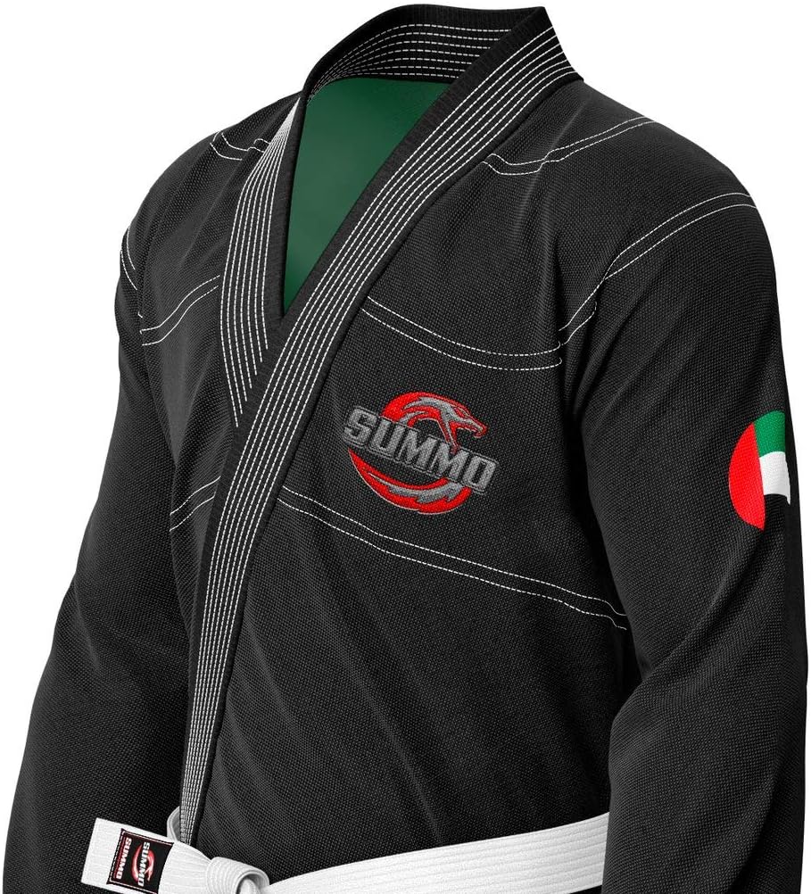 Premium Emirati Black Sublimation Brazilian Pearl Weave Jiu Jitsu Gi - Built in Rash Guard - with Rash Guard Lining (BJJ GI)