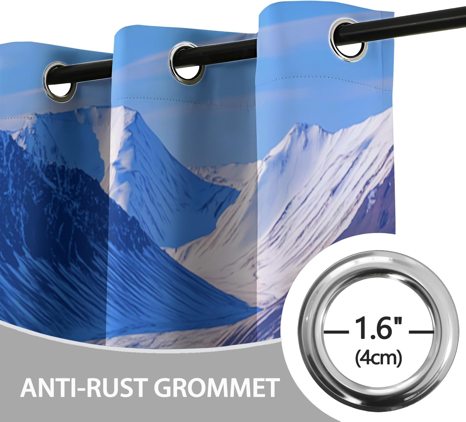 Verdunklungsvorhänge Eisbär EIS Kinderzimmer Vorhänge Blickdicht, Blau Thermovorhang mit Ösen, für Schlafzimmer Fenster & Balkon Schnee Natur Bilder - 110 x 215 cm (2er Set)