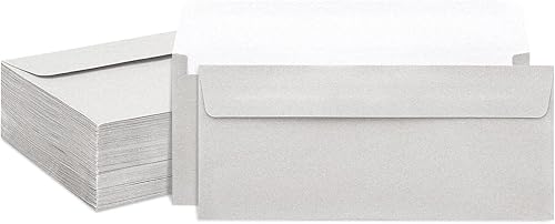 Paquete de 100 sobres de negocios metálicos plateados #10 de 4-18 x 9-12 pulgadas, sobres de correo con solapa cuadrada para oficina, membrete de