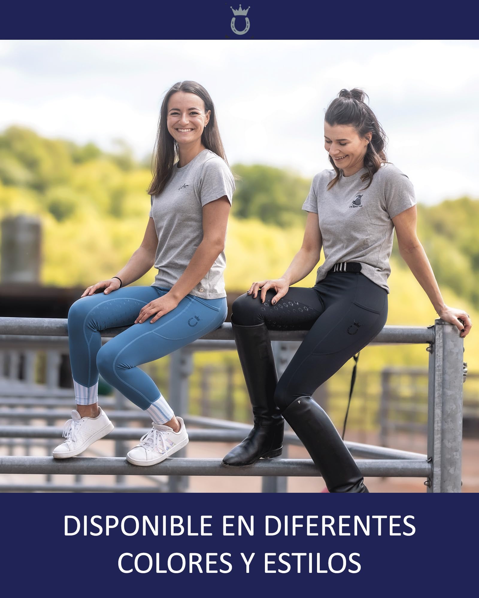 Royal Horsemen Pantalones de equitación para Mujer y niña - Cintura Alta - con Ribete Completo de Silicona - con Bolsillo para el móvil y Trabillas para el cinturón