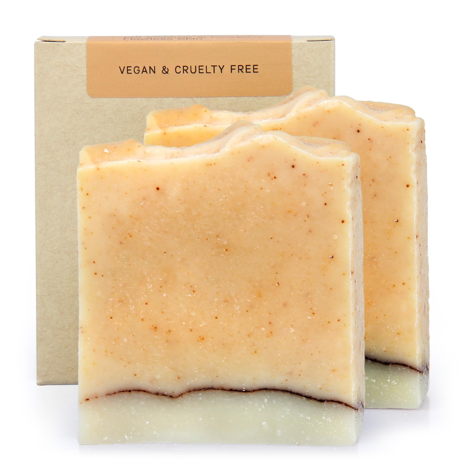 AUTHENTIC BATH & SOAPNatural Cold Processed Turmeric Soap Bar, Radiant Skin, Soothes Eczema & Psoriasis, no Sulfates or Parabens, for Face and Body. (Pack of 2) 120 g Each