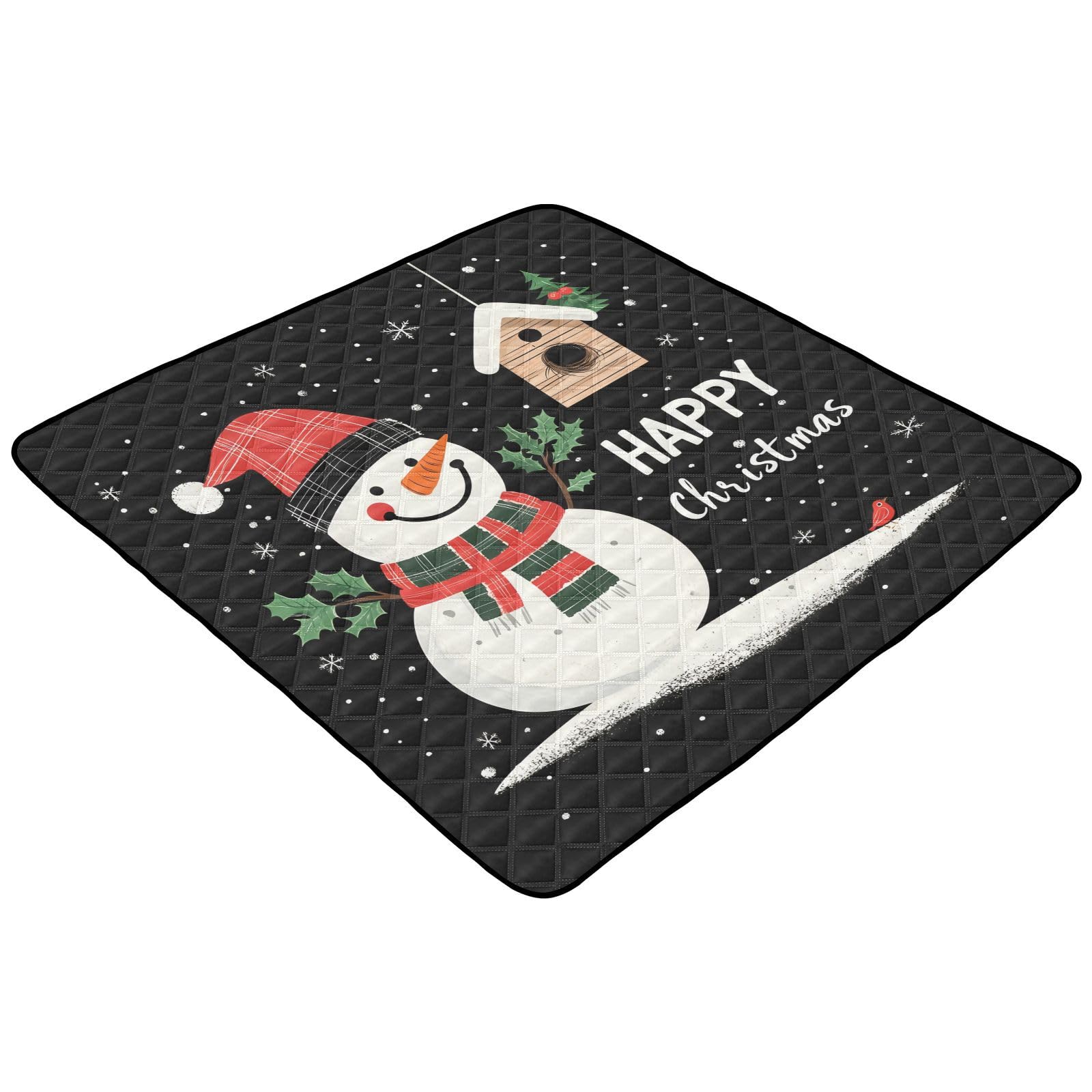 BOESI Doodle Merry Christmas Pattern Baby Play Mat, 50“ X 50” Washable Folding Crawling Mat, Baby Floor Mat, Soft, Thick, Non-Slip