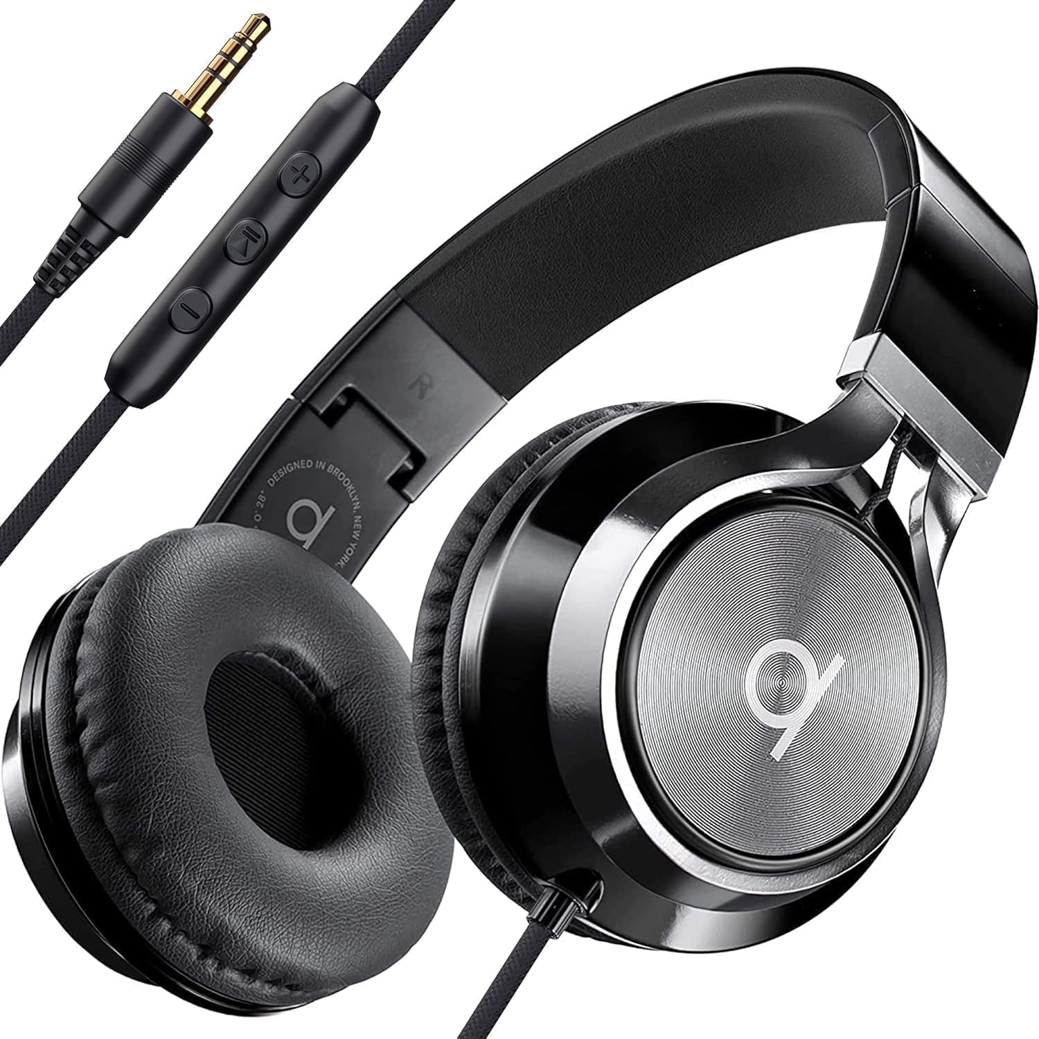 ARTIX® CL750 Premium Wired On Ear Headphones with Microphone, Comfortable Noise Isolating Design, 3.5mm Aux Headphone for Laptop, PC, Mobile, Tablet, Adults, Men, Women, Boys and Girls – Black