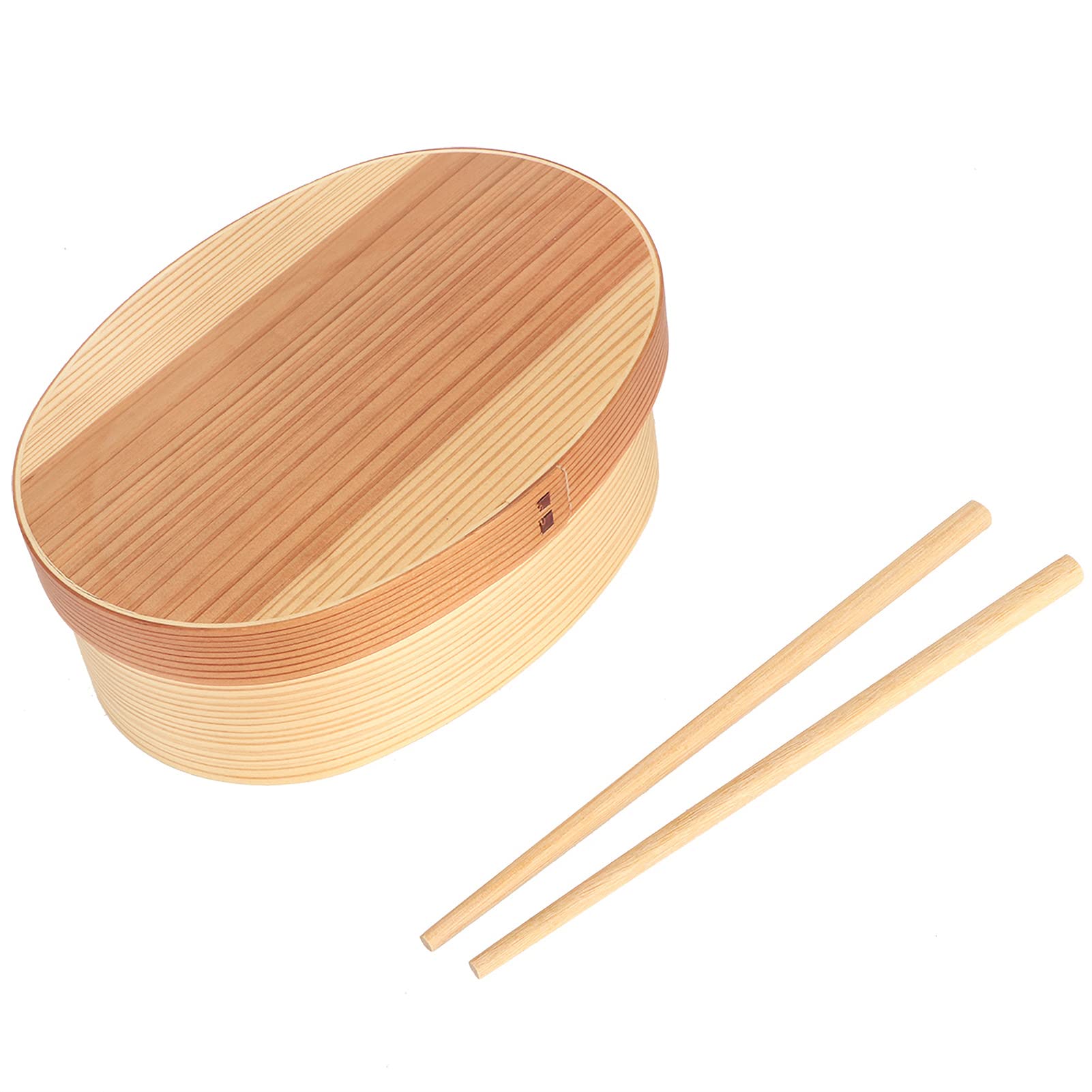 Wooden Bento Box with Strap | Wood Lunch Box for Students and Office Workers | Food Container with Sub-Grid Design | Includes Chopsticks | 17.5 X 12 X 6.5 Cm