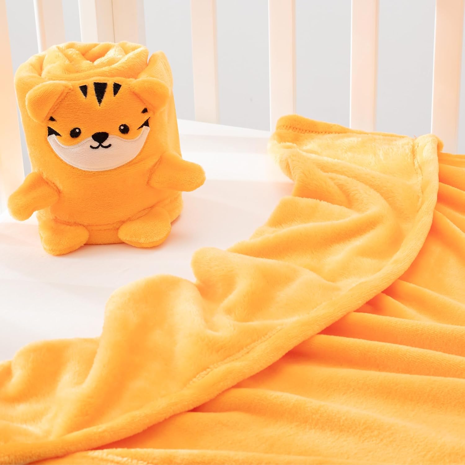 Baby Blanket, Foldable Tiger Shape Plush Blanket, Super Soft Warm Breathable Receiving Blankets Newborn Nursery Swaddle Blankets Gifts for Crib Stroller Boys Girls Birthday Baby Shower thumbnail