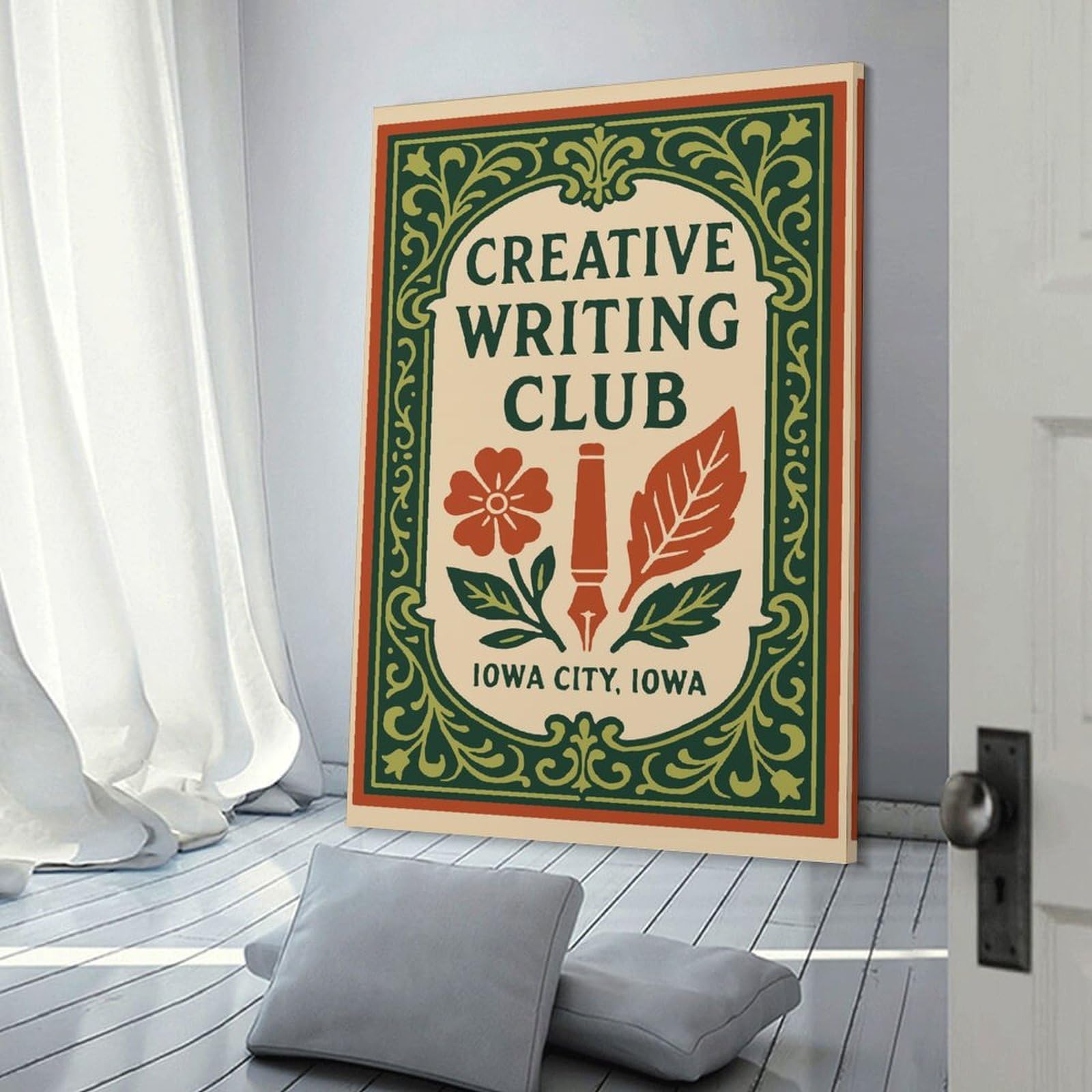 Junmoney Creative Writing Club Iowa City Iowa Canvas Wall Picture, 20x30inch(50x75cm), for Sofa Walls, Lounge Or Home Corners, Modern Wall Decor for Cosy Interiors