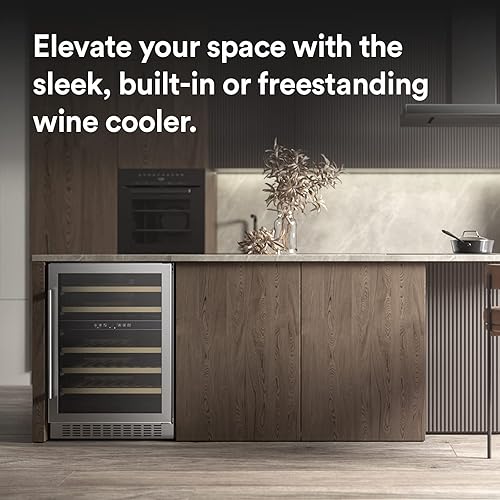 Miniatura 4 de Everdure Enfriador de vino y bebidas de lujo para 46 botellas, bodega de doble zona integrada o independiente, acero inoxidable con puerta de vidrio