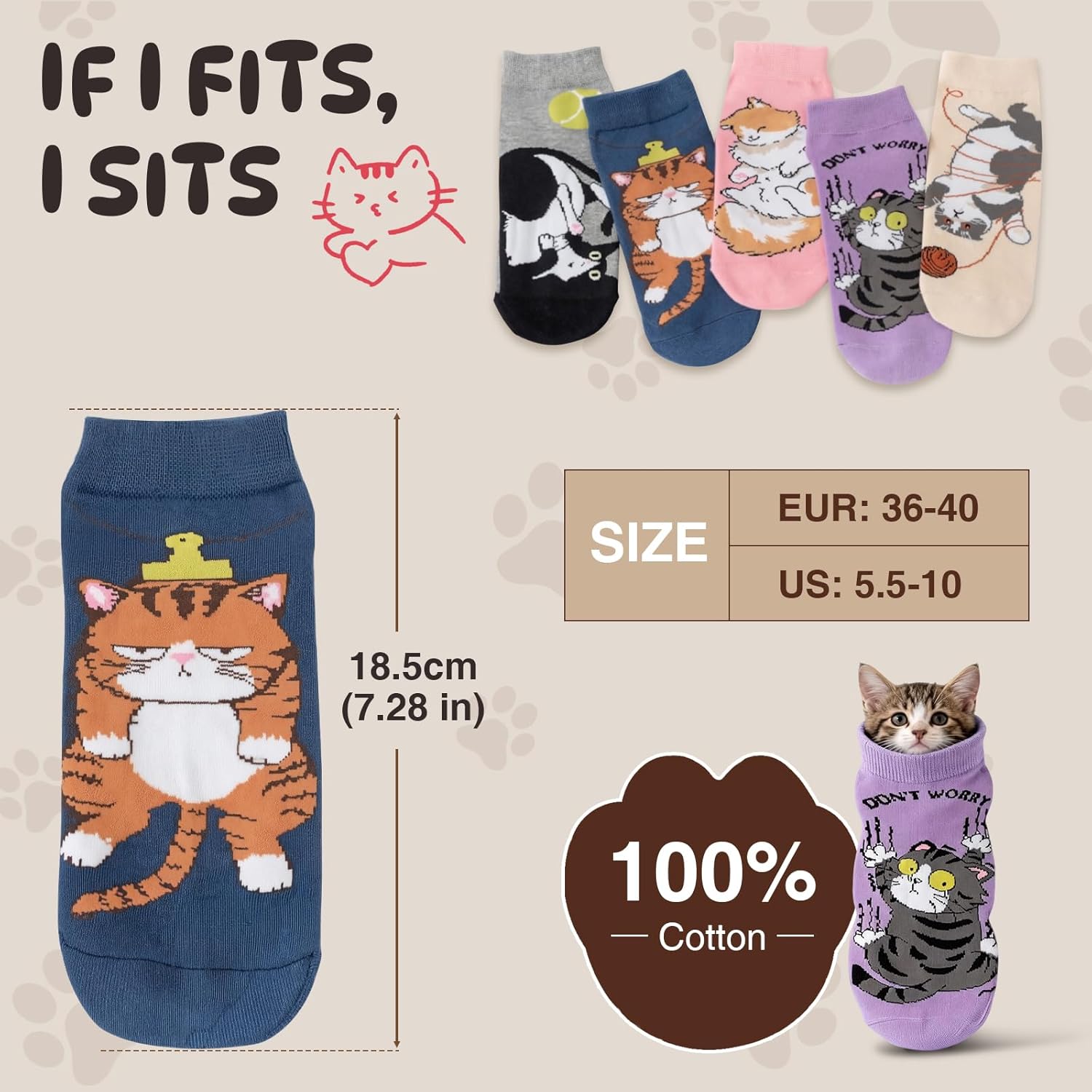 Funny Animal Socks for Women - Cute Dog and Cat Socks, Colorful Novelty Funny Socks for Animal Lover - Image 5