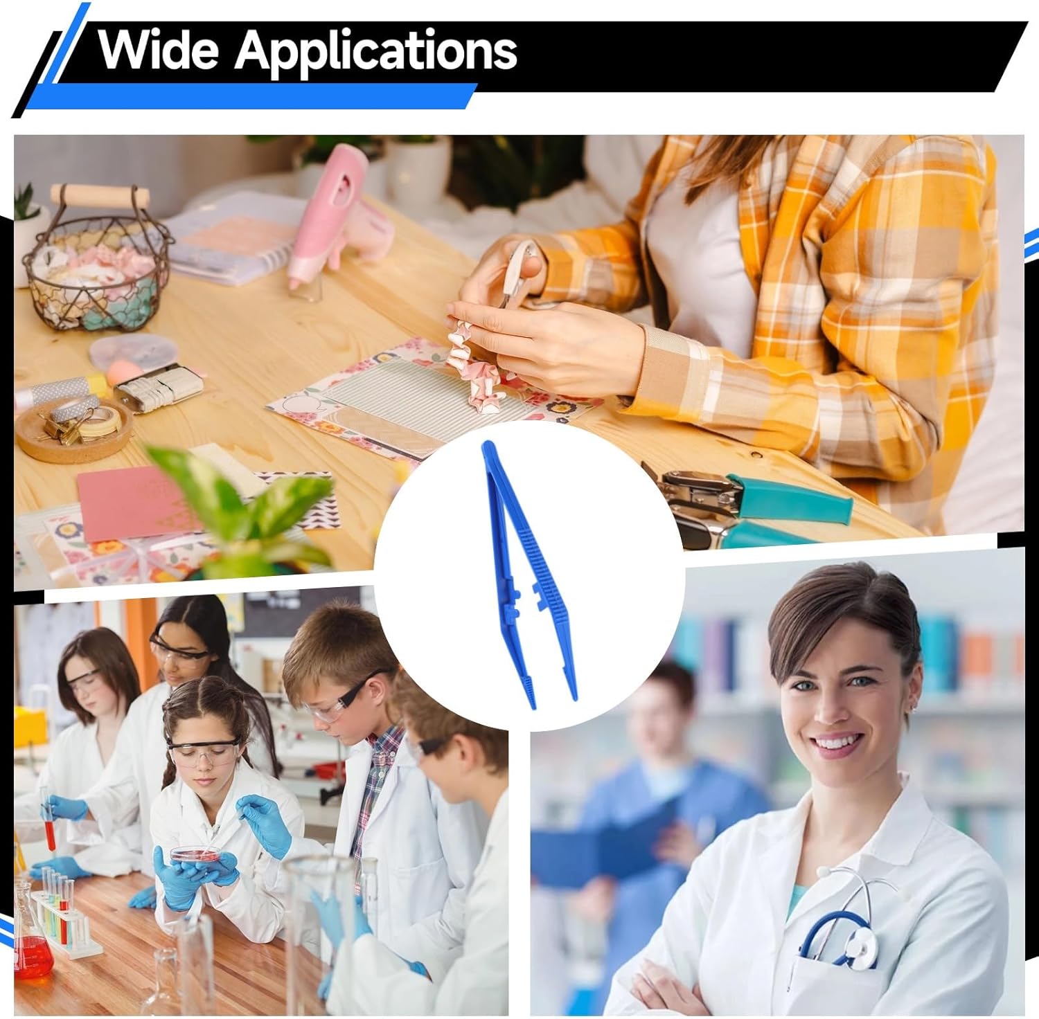 250 Pcs Disposable Plastic Forceps, Medical Crafting Tweezers With Narrow Tips And Finger-Ridge Grip For Lab Use