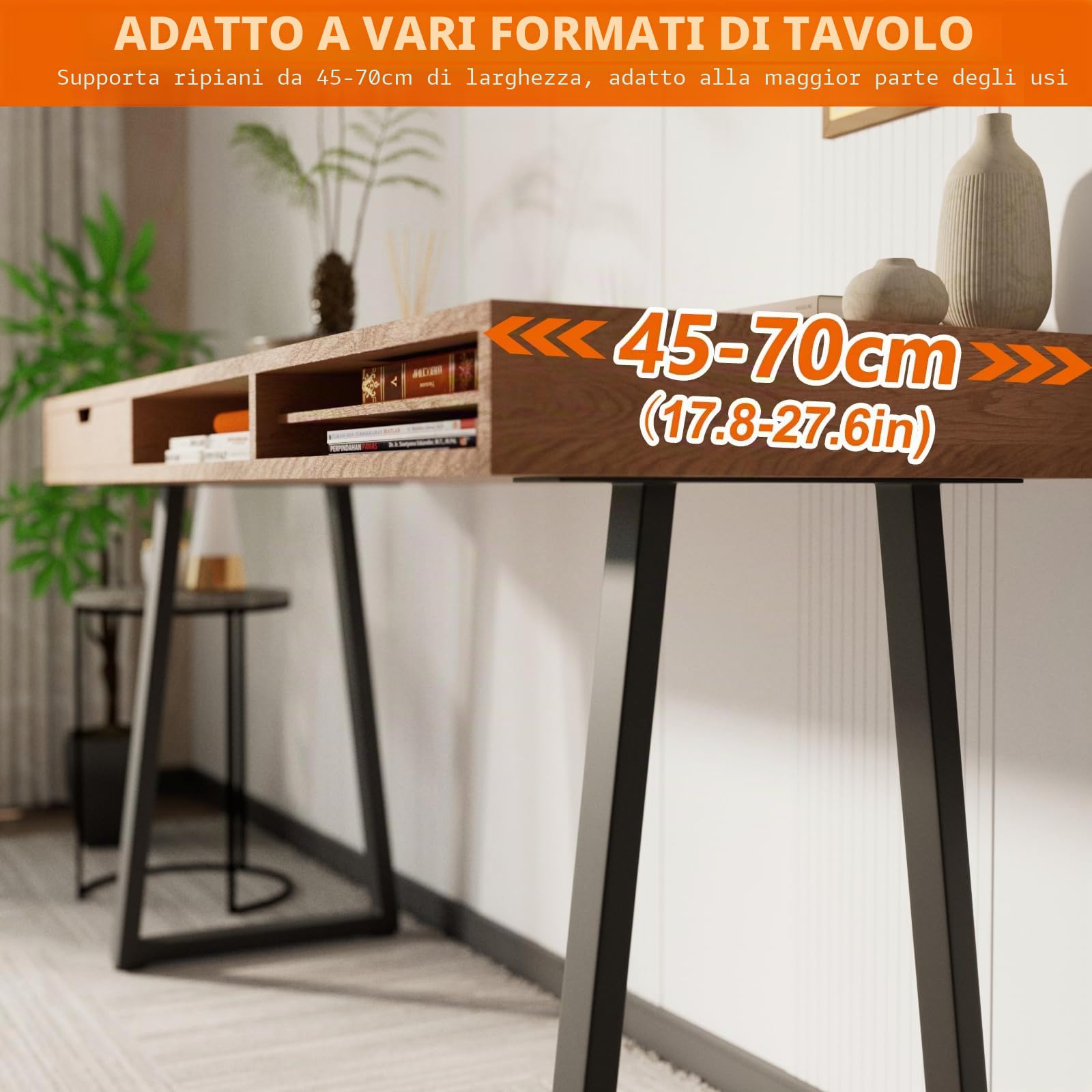 Homtone Set di 2 gambe da tavolo in metallo resistente, stile industriale rustico, fai da te, gambe per tavolo da caffè, scrivania fai da te, panca da bar per la colazione, altezza 71 x larghezza 45