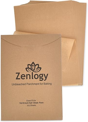 Hojas de papel pergamino de 12 x 16 pulgadas para hornear, sin blanquear, sin cloro, alto calor, papel pergamino precortado antiadherente para