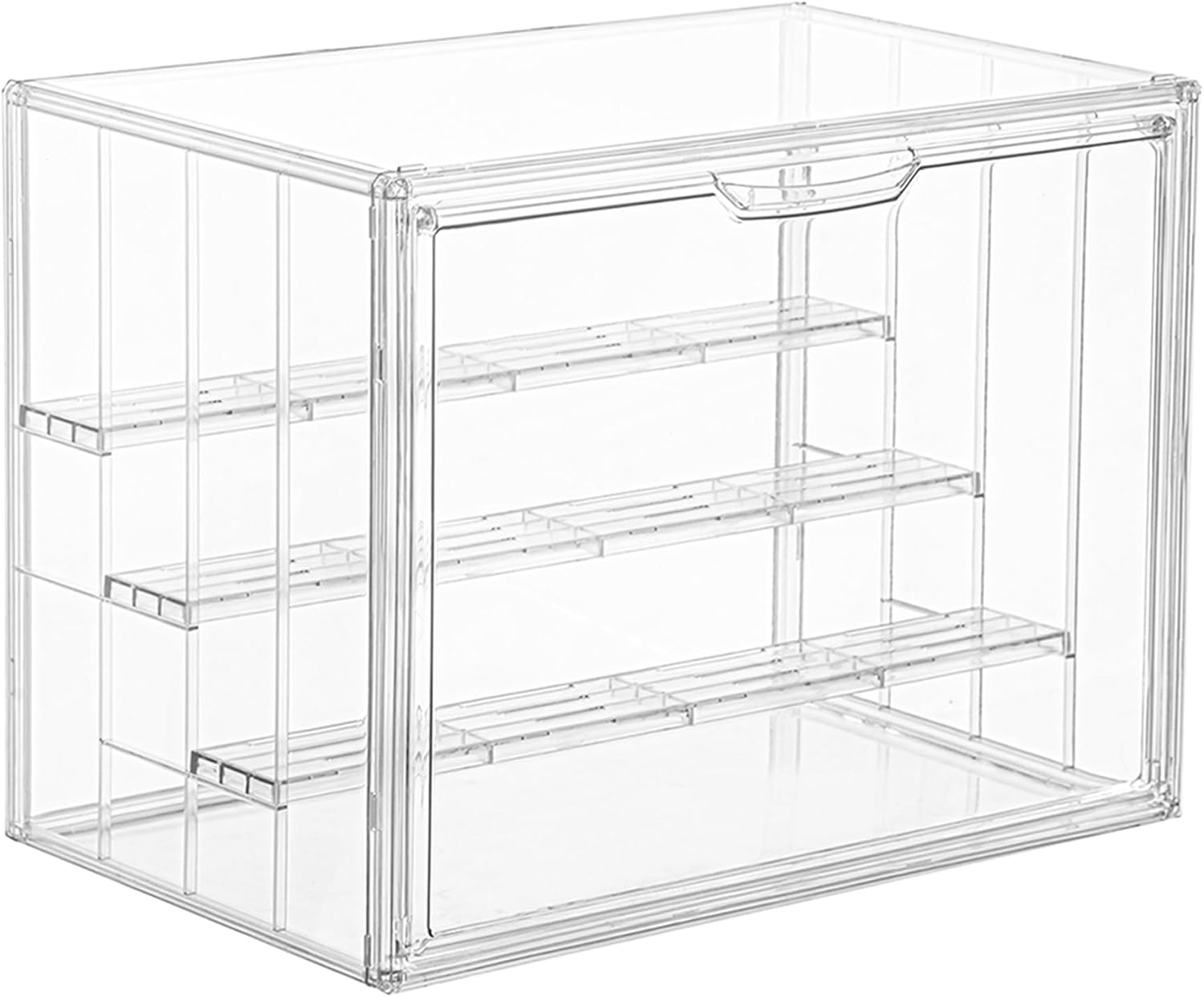 Display Case for Collectibles 4 Layer Updated Adjustable Acrylic Display Case with Magnetic Door Clear Stackable Display Box Hobby Display Cases for Figures, 1 Pack