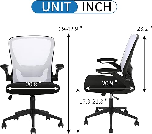 Miniatura 10 de BLKMTY Silla de oficina ergonómica giratoria para el hogar, silla de trabajo de malla transpirable, silla de escritorio con soporte lumbar, silla de