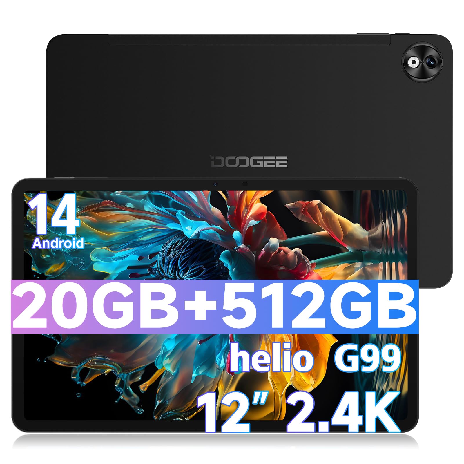 DOOGEE T40 Pro Tablets 12 Inch Android 14, 512GB ROM+20GB RAM