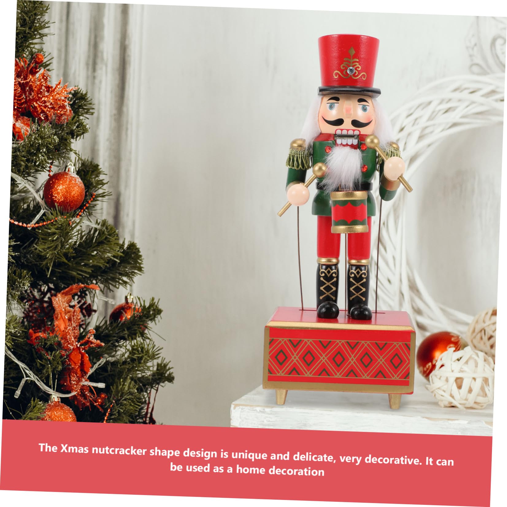 NUOBESTY Carillon in Legno per Natale Decorazione da Tavolo con Funzione di Riproduzione Musicale per Festa Natalizia e Regali Unici