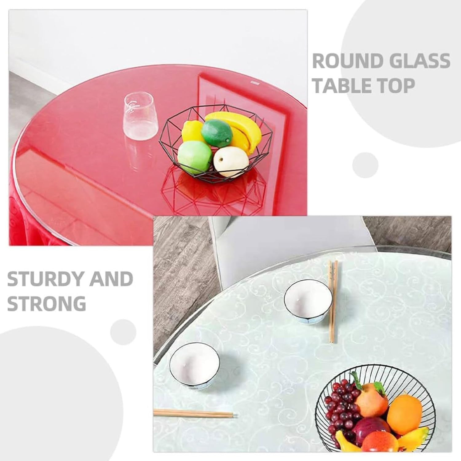 Round Patio Glass Table Top, Round Glass Top, Polish Edge Radius Corners, 1/2" Thick, High Temperature Resistance, for Dining Table, Coffee Table, Home，Office(90CM(35IN))