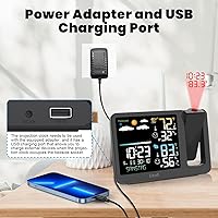 Vista 7 de uzoli Reloj Despertador de Proyección Estación Meteorológica, Reloj Proyector Atómico WWVB con Sensor, Retroiluminación Ajustable, Temperatura