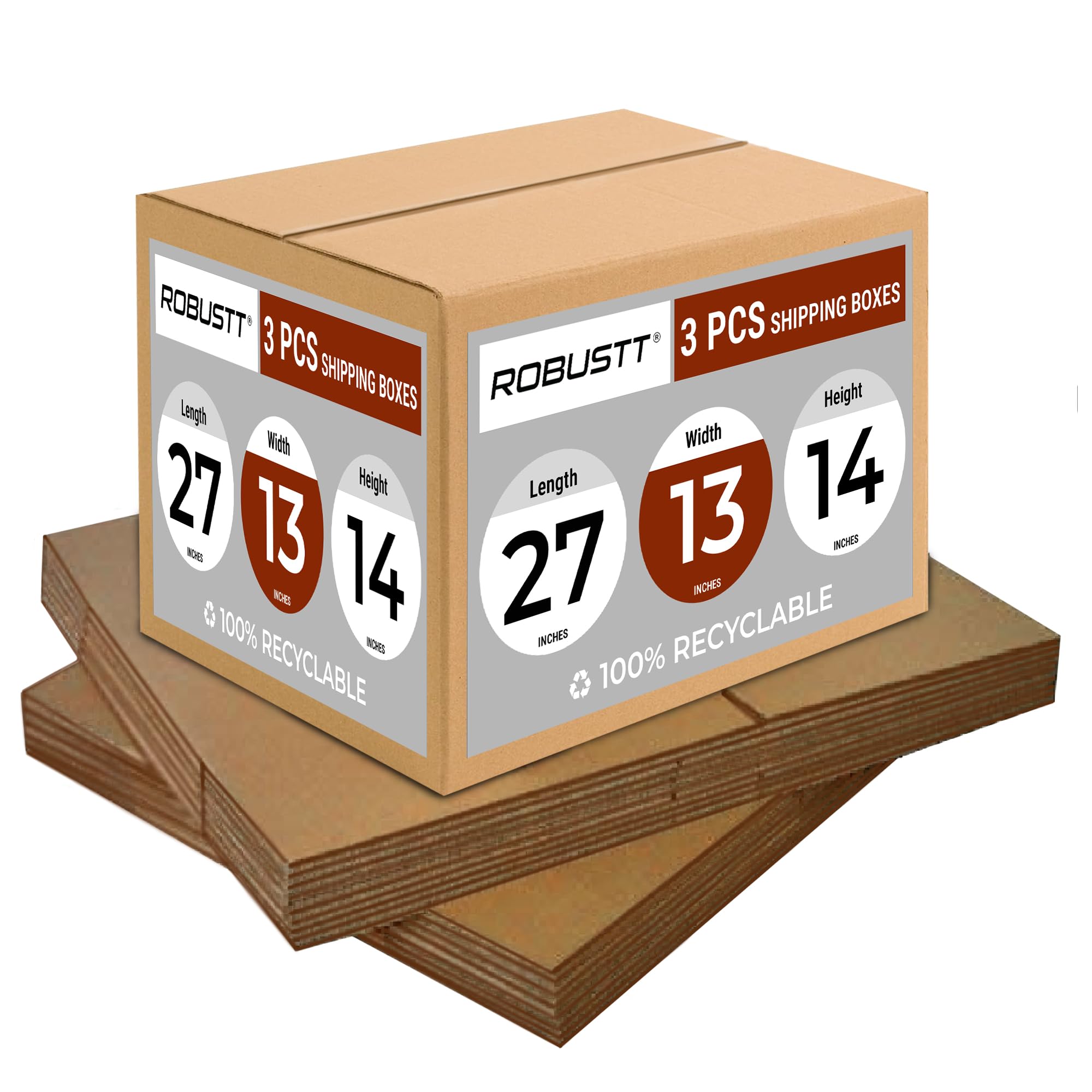 Robustt 5 Ply 27"X13"X14" Cardboard Boxes for Packaging (Pack of 3) | Brown Corrugated Box for Packing | Shipping | Home Shifting | Parcel | Courier Packing box | Large Carton Box