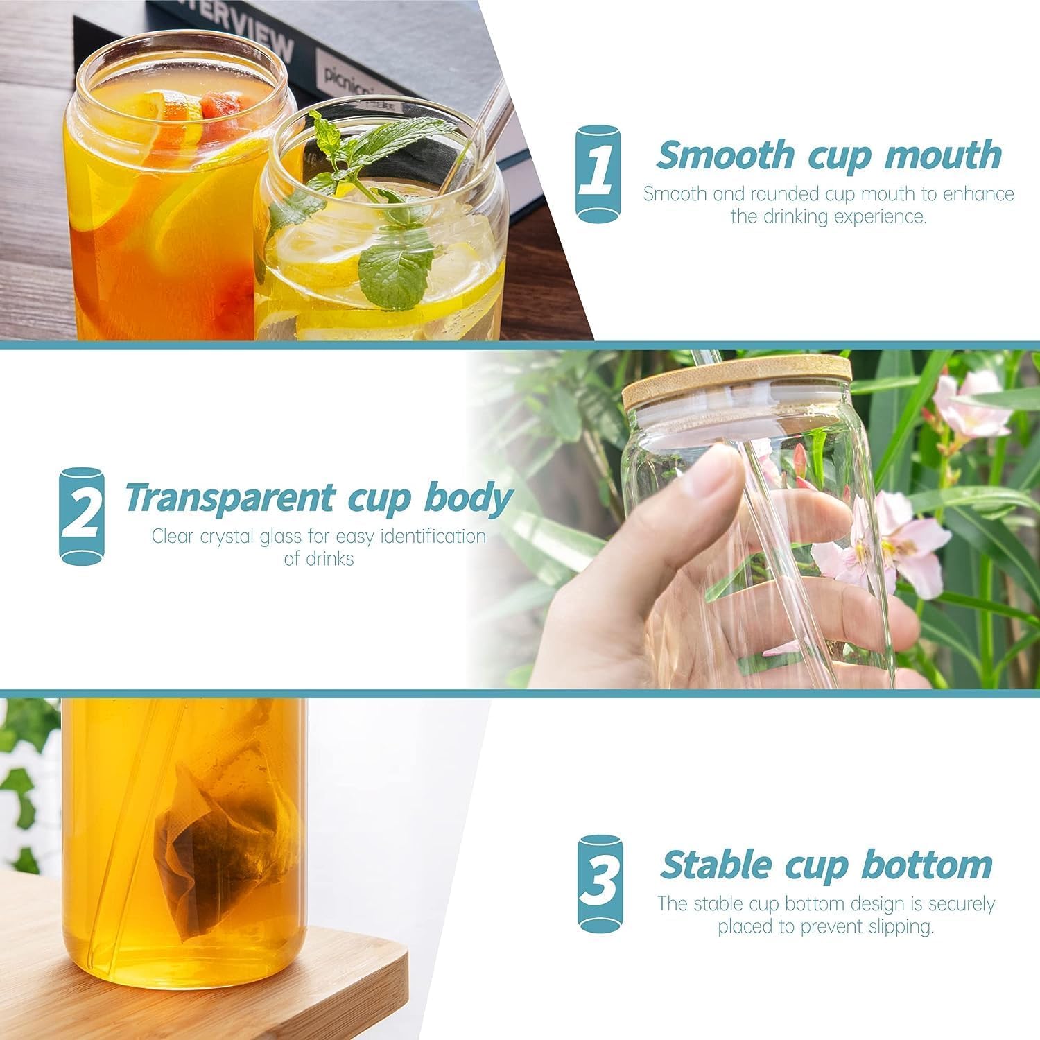 DOMINGO Hub® Cococola Can Glass Travel Sipper Tumbler Mug with Straw and Lid 500 Ml, Pack of 1 Reusable Glass Tumbler for Water, Coffee, Tea, Juice, Milk, Smoothie - Aesthetic Sipper Mug 4