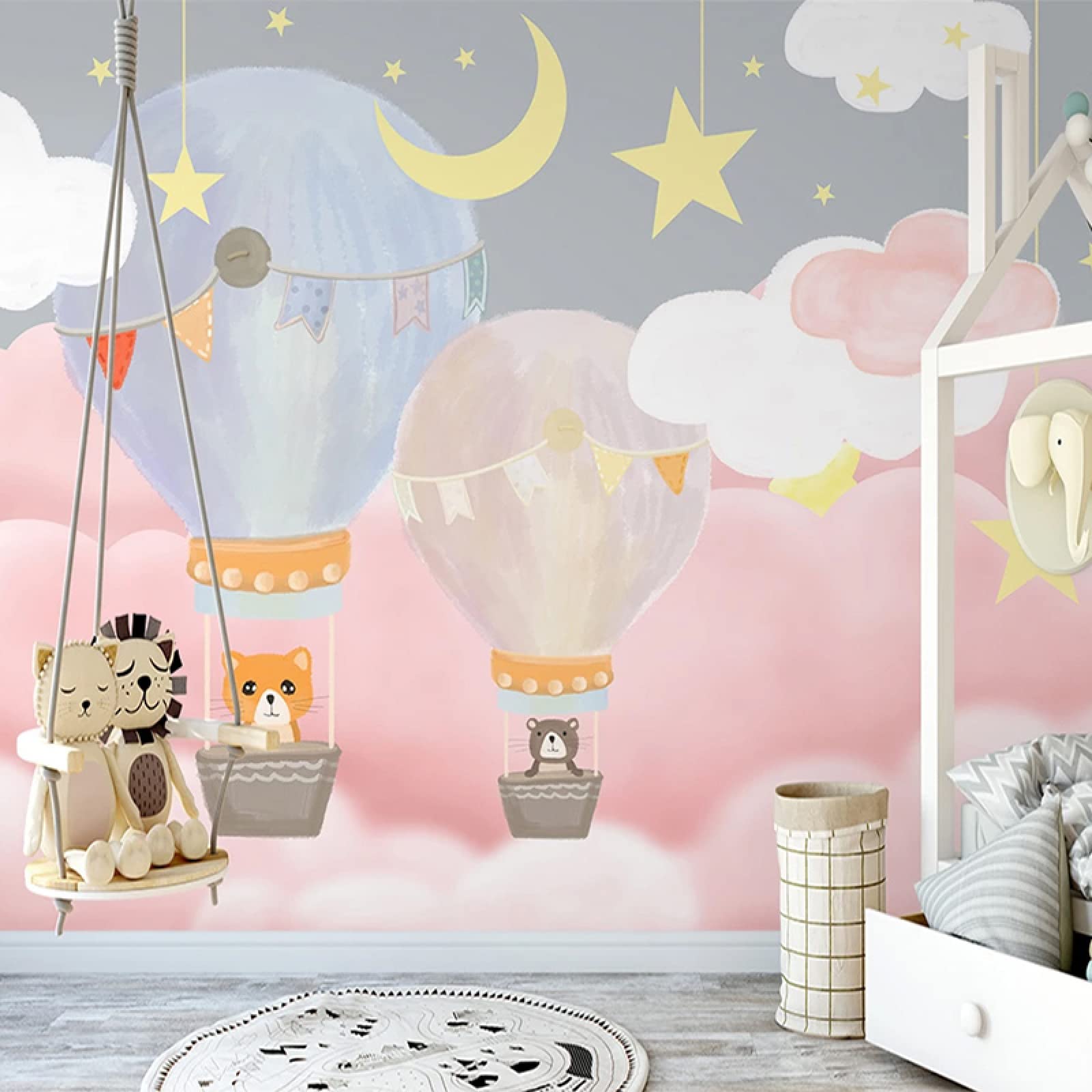 Papier peint rose nebula lavable pour chambre d'enfant saine