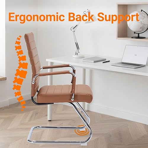 Miniatura 5 de Sidnali - Sillas de sala de espera, silla de invitados de oficina con base de trineo y respaldo medio para recepción sala de conferencias, color